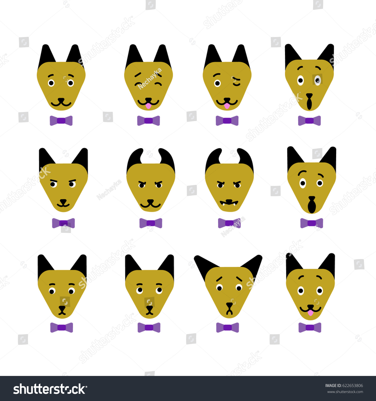 Vector Collection Feelings Dog Pet Emotions: เวกเตอร์สต็อก (ปลอดค่า