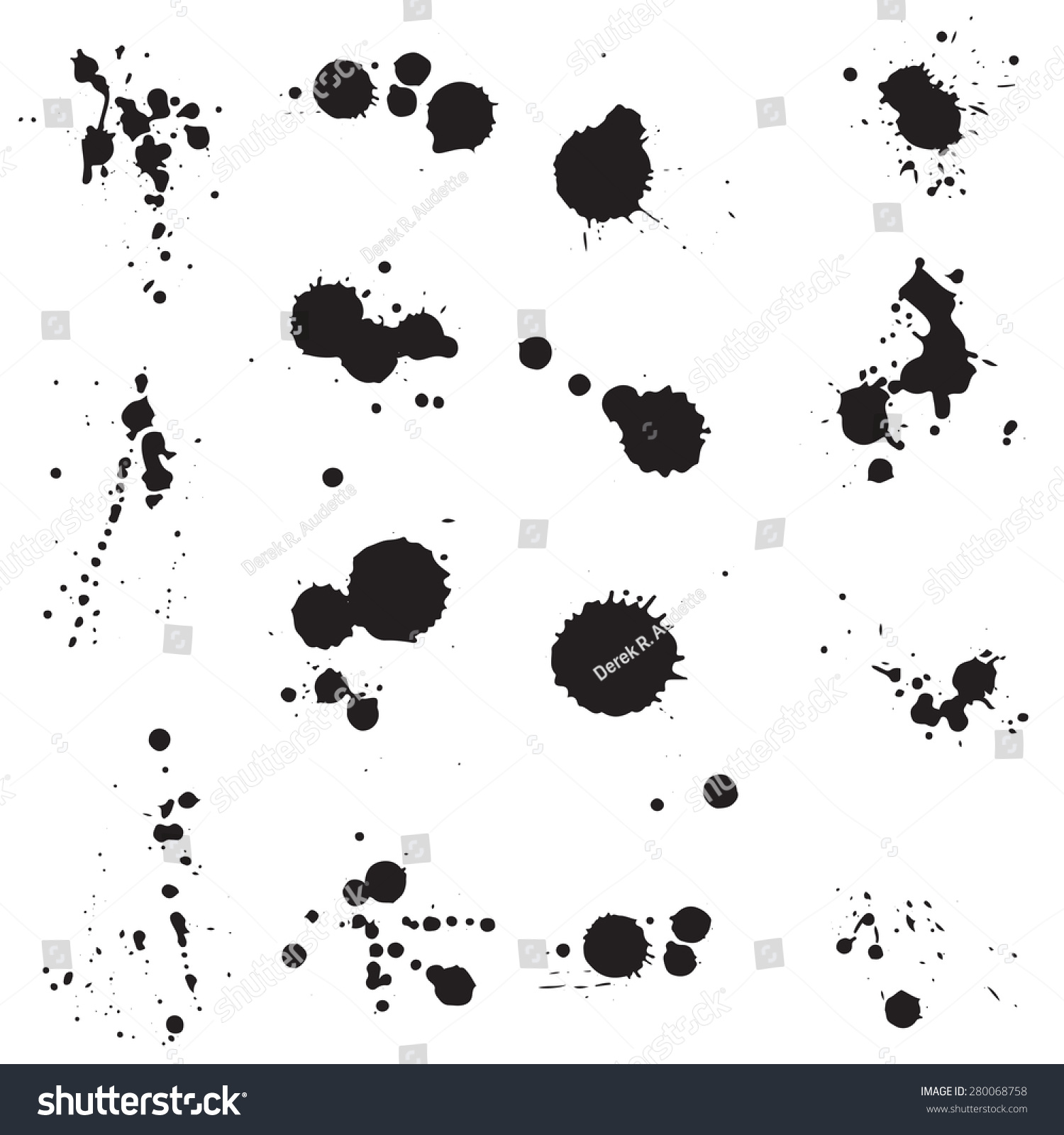 A Vector Collection Of Fifteen Different Ink Splatters, Blots, Blotches ...