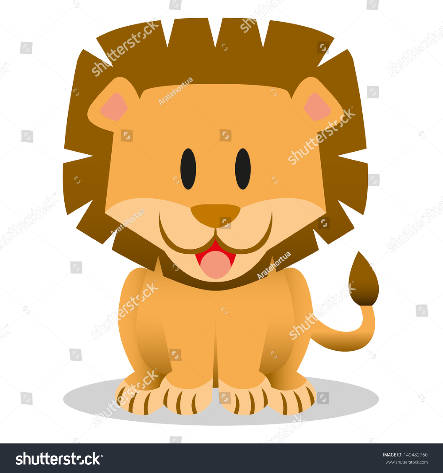 A Vector Cute Cartoon Baby Lion Icon - 149482760 : Shutterstock