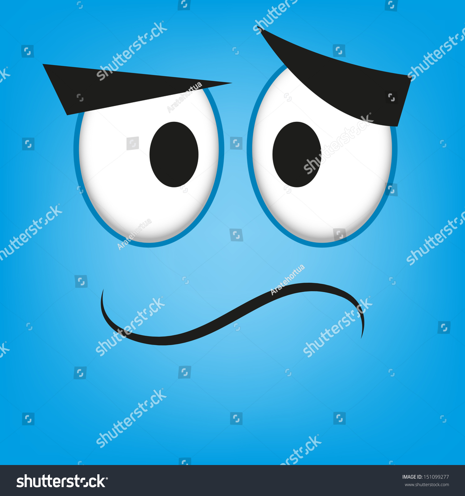 A Vector Cute Cartoon Blue Confused Face - 151099277 : Shutterstock