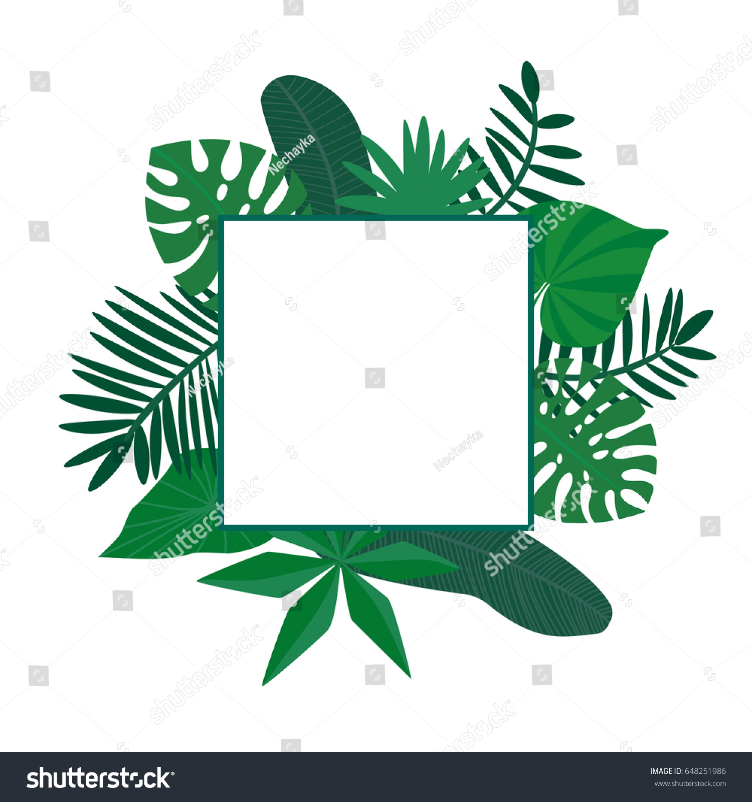 Download Vector Frame Border Tropical Leaves Blank Stock Vector ...