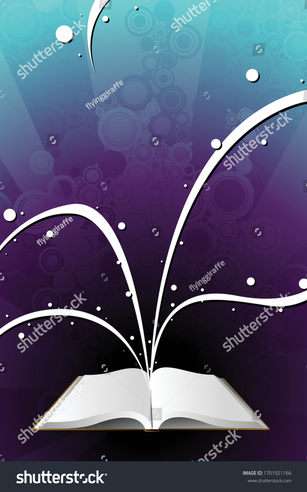 Vector Illustration Magical Open Book Swirls Stock Vector Royalty Free