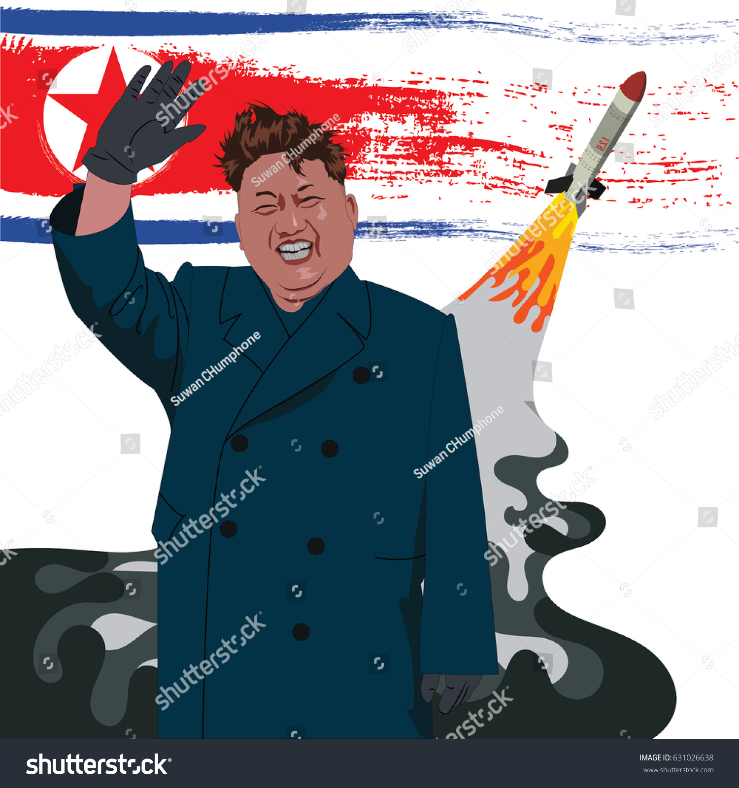 Vector Illustration Portrait Presidential Kim Jongun Stock Vector