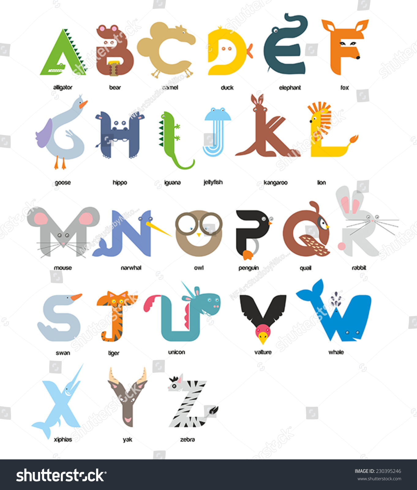 Vector Illustration Alphabet Animal Z Stock Vector (Royalty Free ...