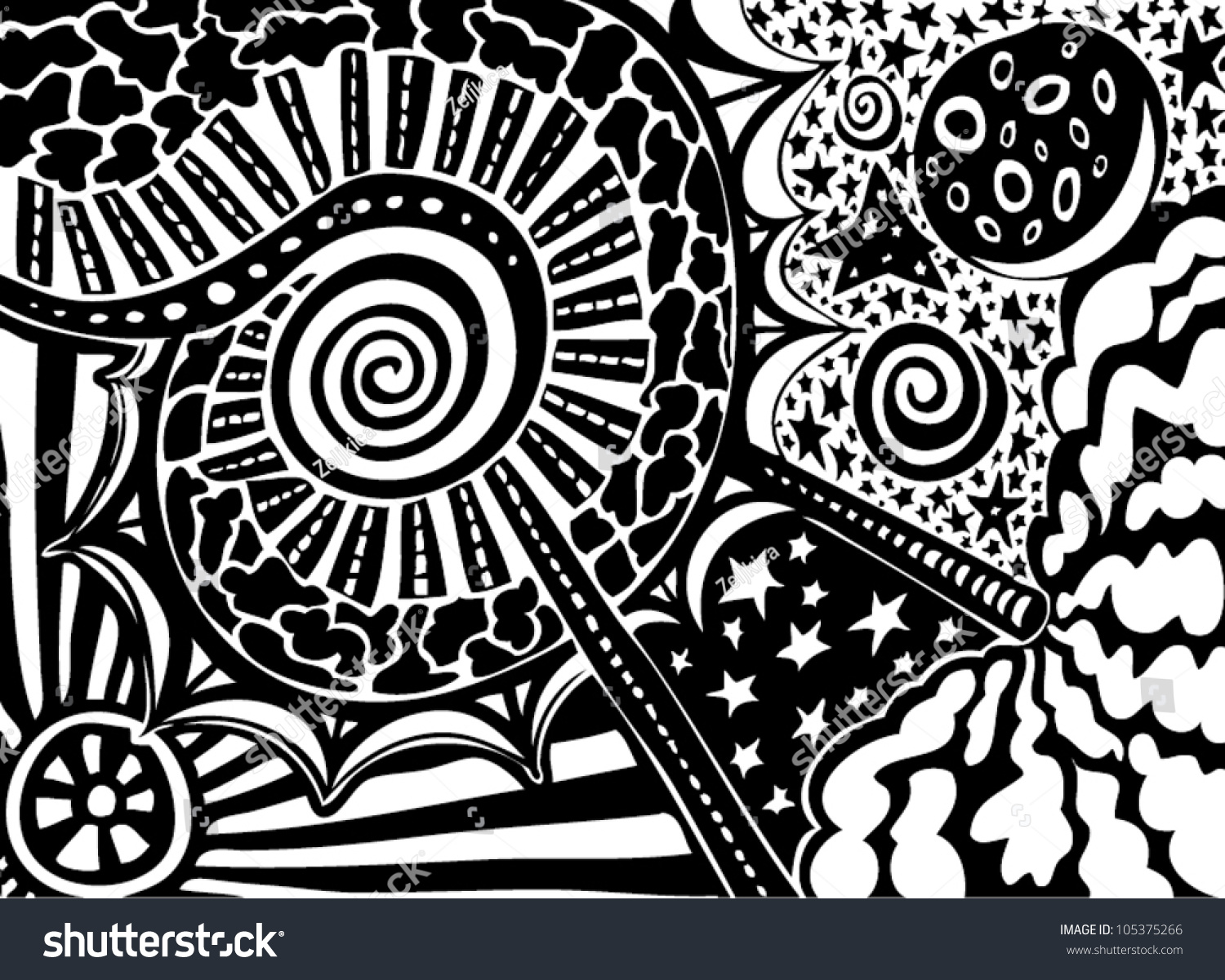 Vector Illustration Abstract Black White Pattern Stock Vector (Royalty