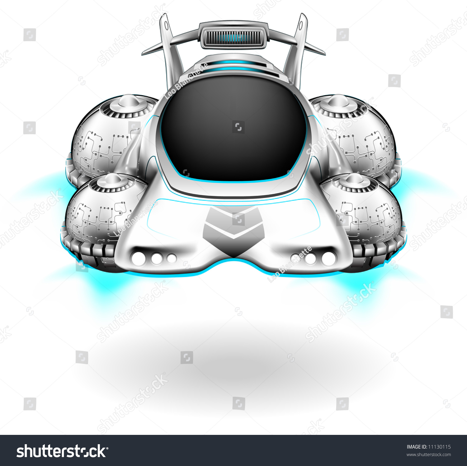 A Vector Illustration Of An Anti Gravity Hover Car, Hovering Slightly ...