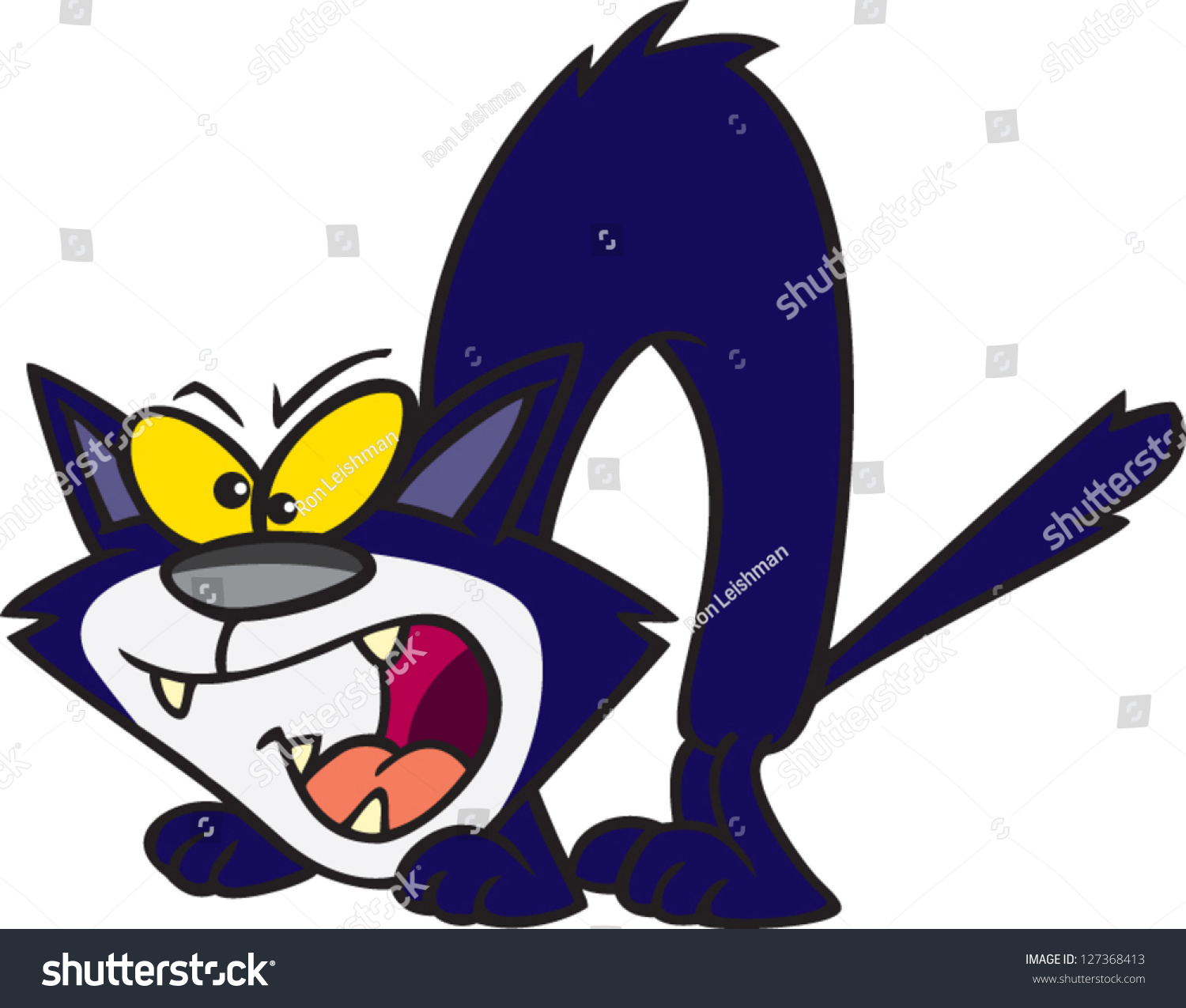 Vector Illustration Cartoon Black Cat Screeching Stock Vector 127368413 