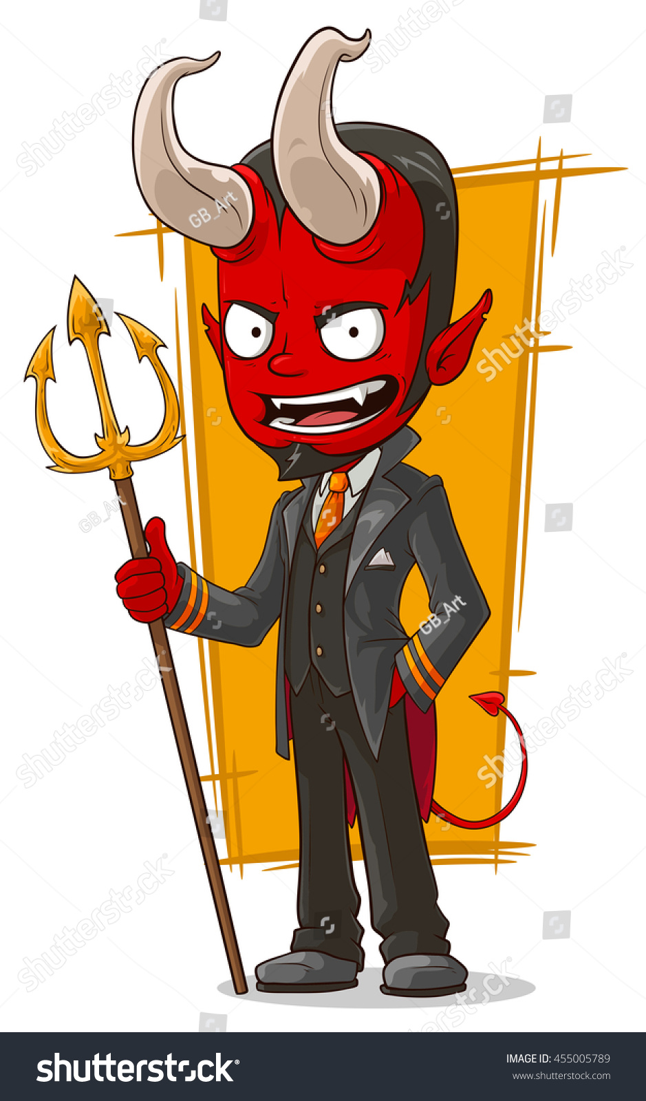 Vector Illustration Cartoon Devil Black Jacket Stock Vector (Royalty ...