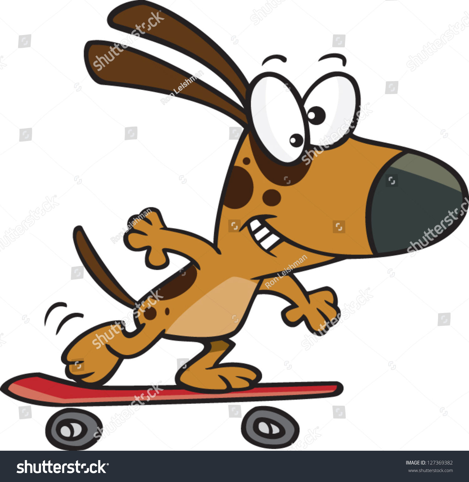 Vector Illustration Cartoon Dog Skateboarding: vector de stock (libre ...