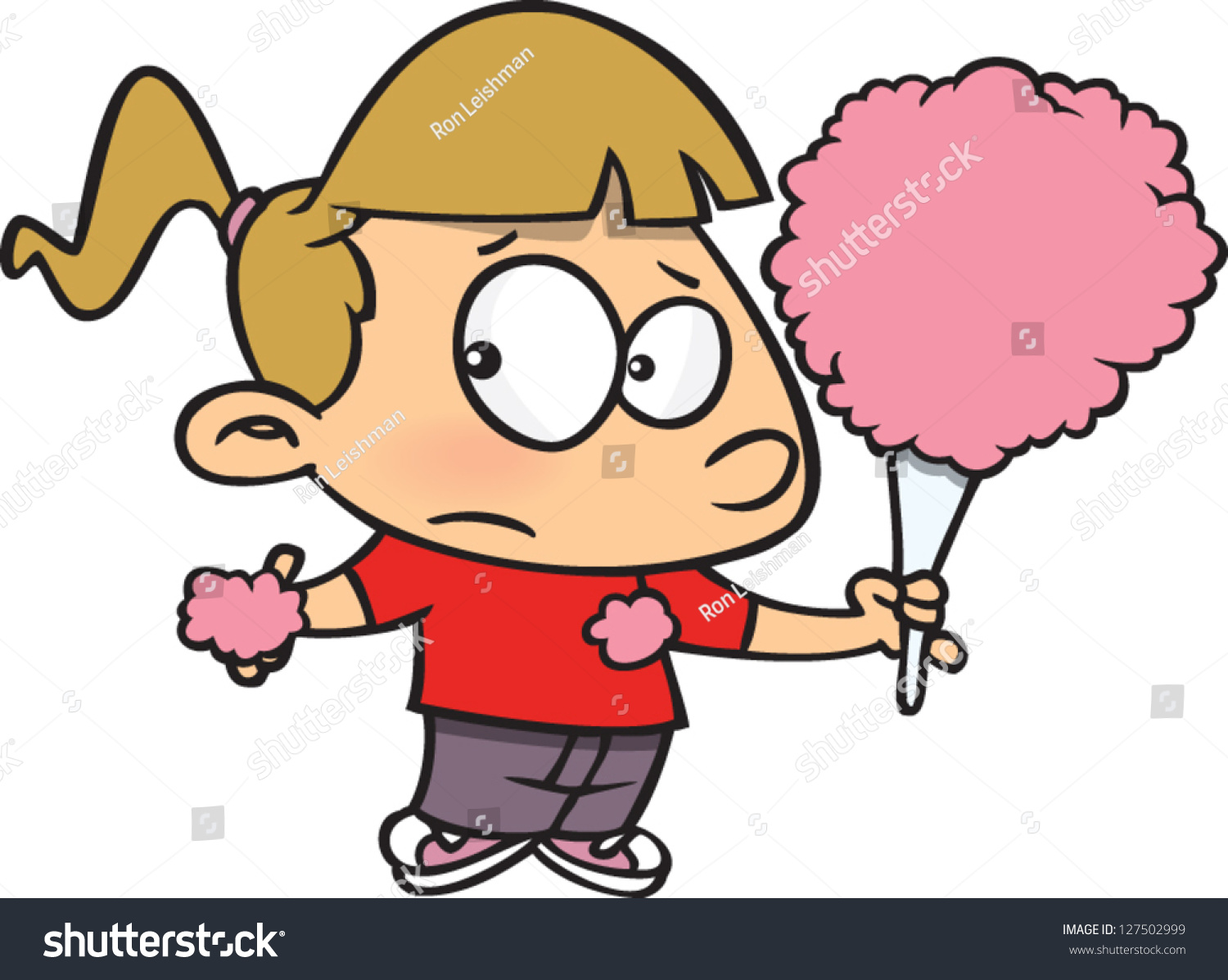 A Vector Illustration Of Cartoon Girl With Cotton Candy - 127502999 ...