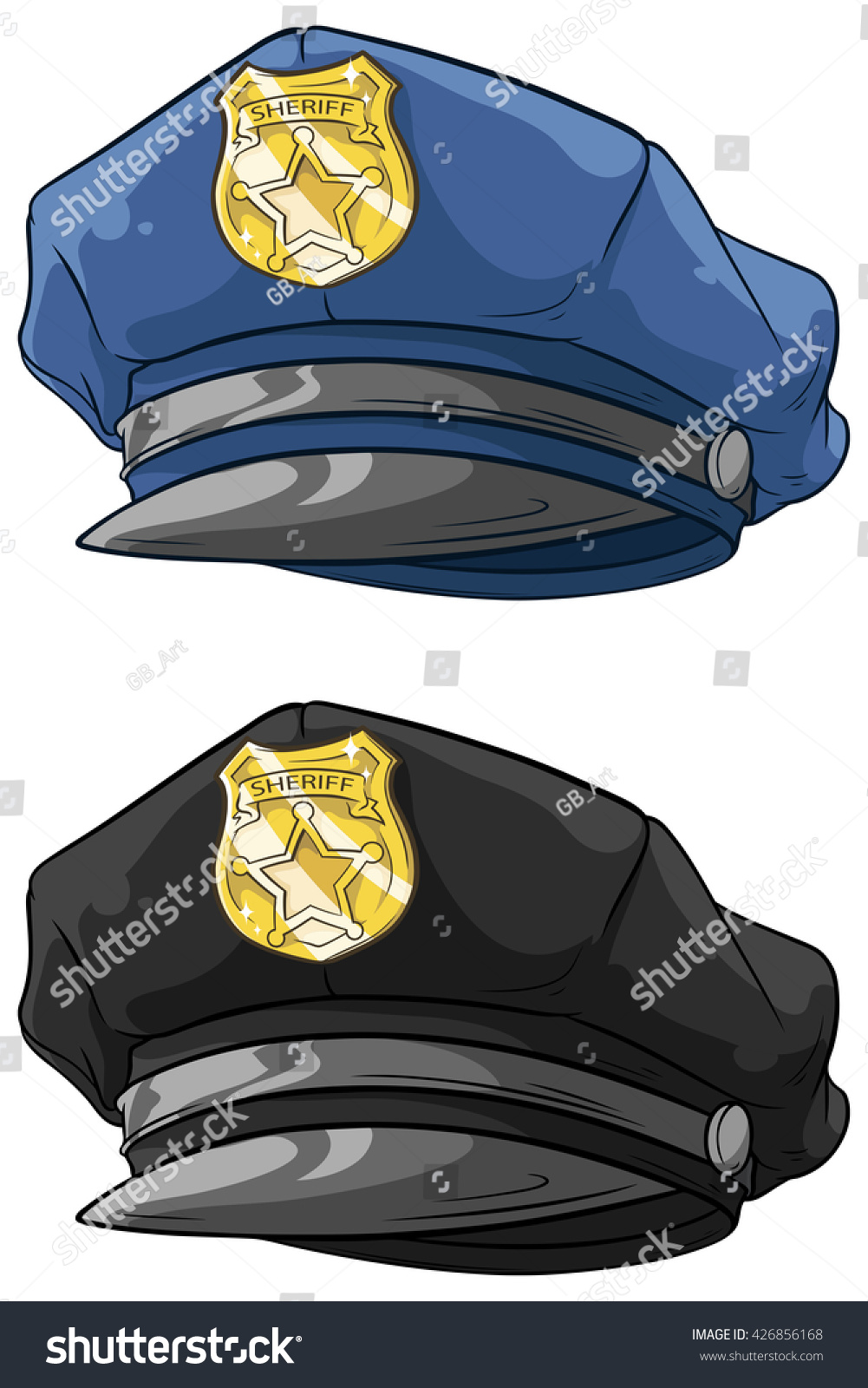 Vector Illustration Cartoon Police Hat Golden Stock Vector (Royalty ...