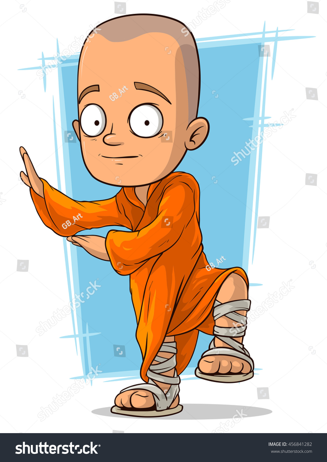 Vector Illustration Cartoon Young Buddhist Monk Stock Vector (Royalty ...