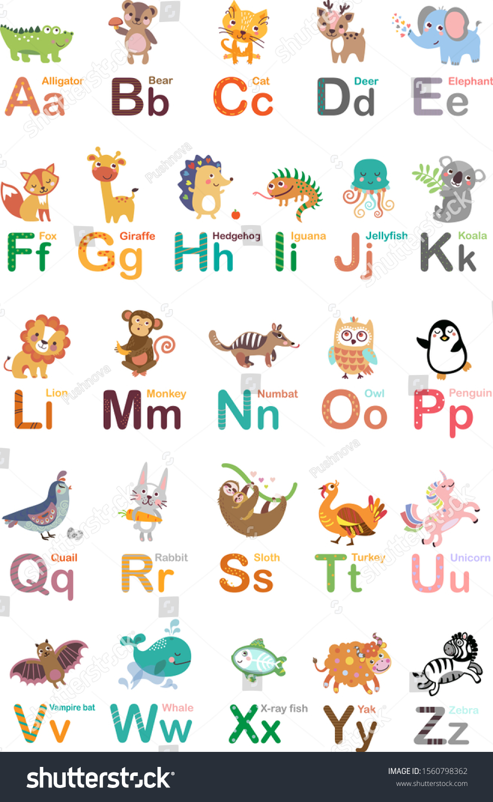 Vector Illustration Cute Animal Alphabet Z Stock Vector (Royalty Free ...