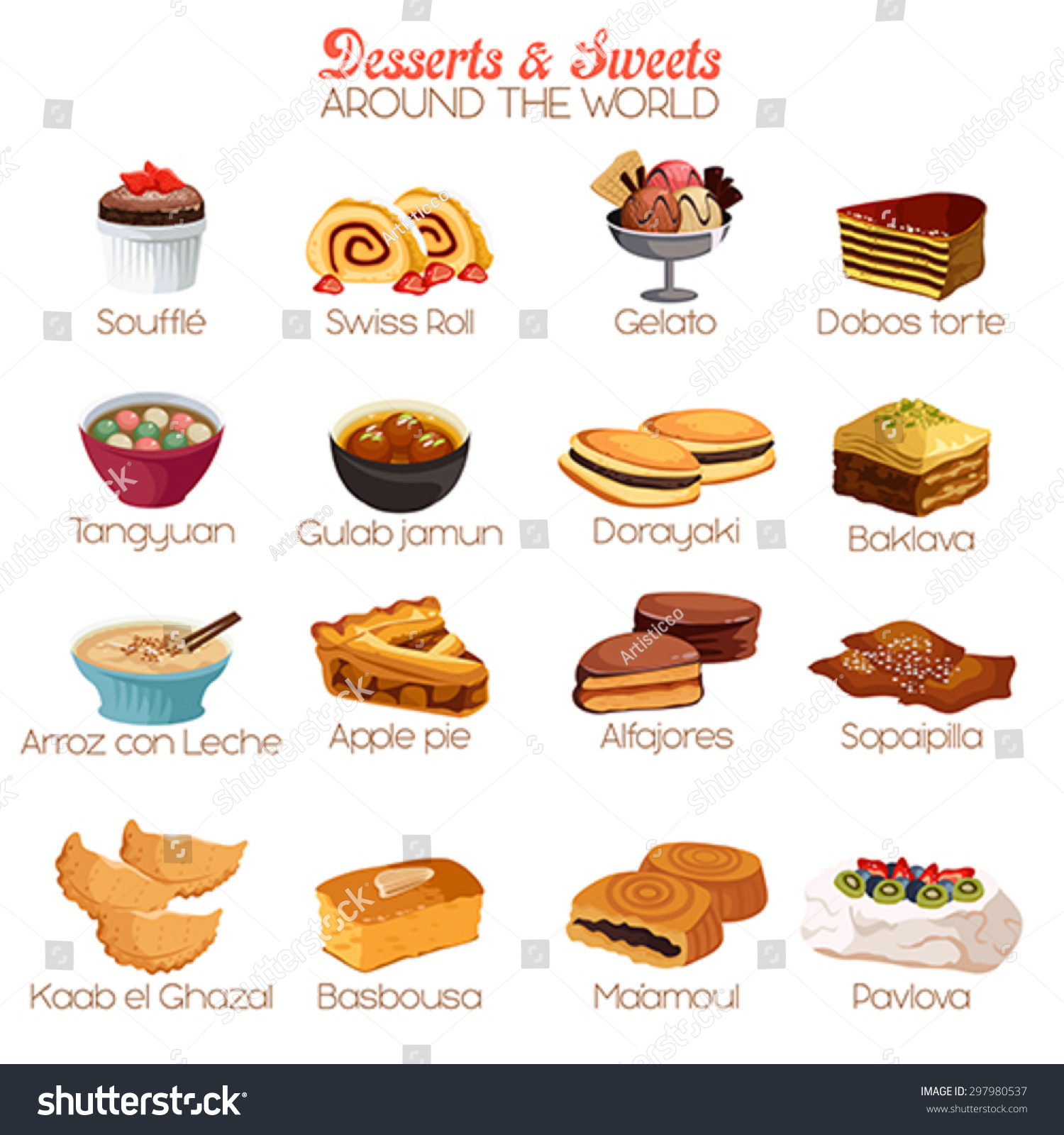 A Vector Illustration Of Dessert And Sweets Around The World Icon Sets ...