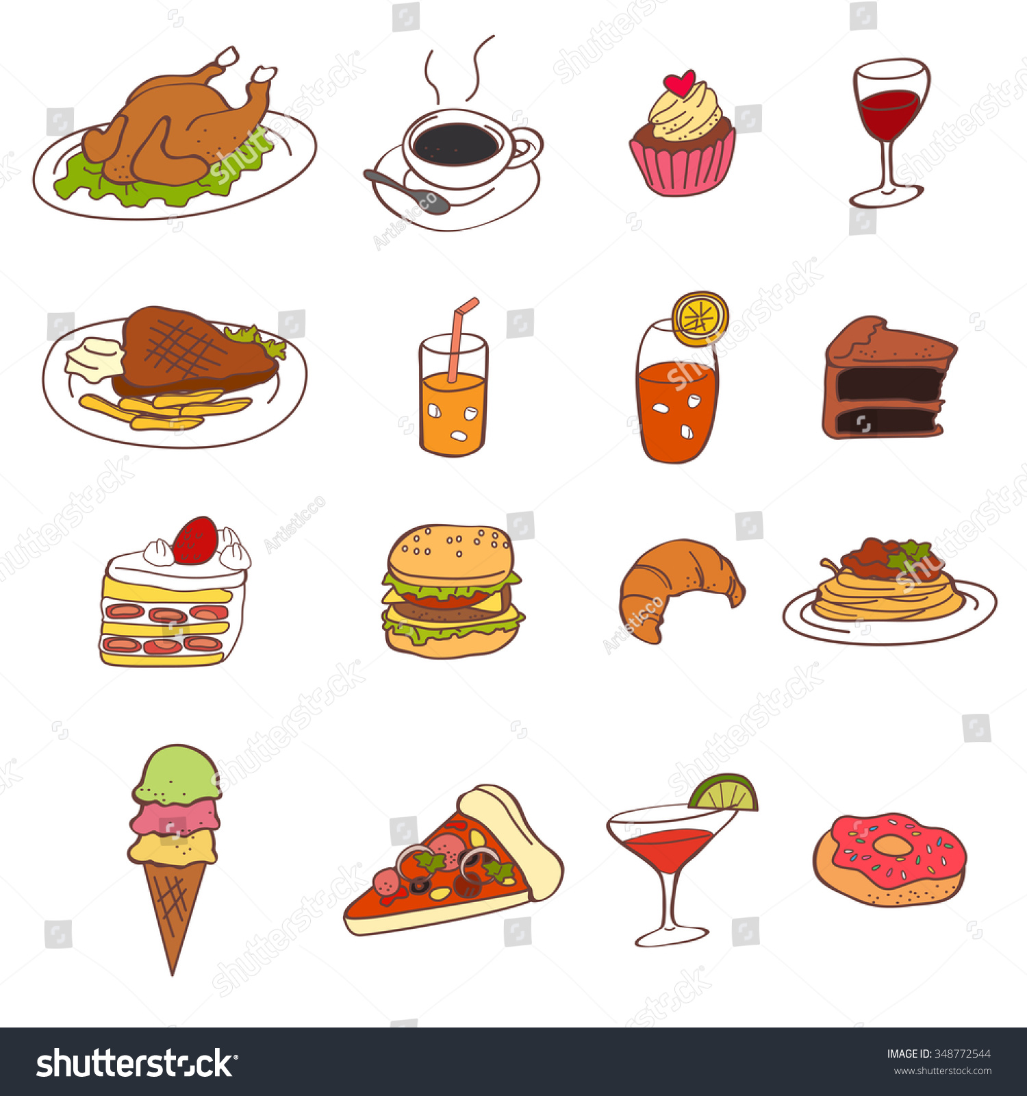 Vector Illustration Food Icon Sets Stock Vector Royalty Free 348772544 Shutterstock 