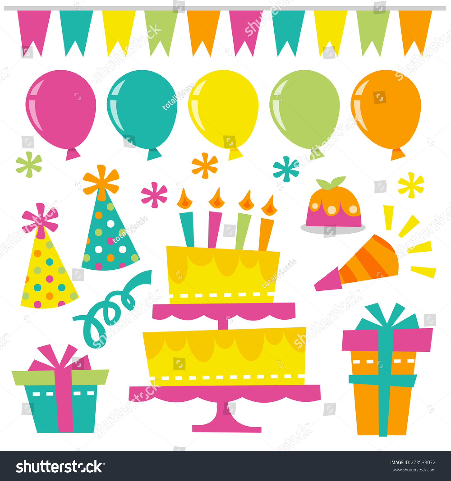 Vector Illustration Fun Retro Birthday Extravaganza Stock Vector ...