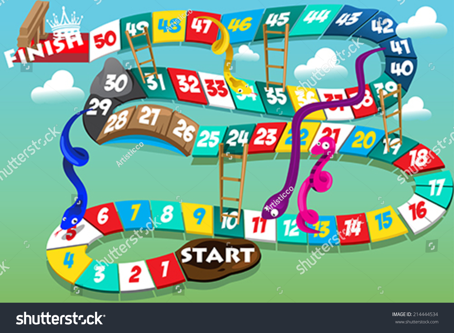 Vector Illustration Snakes Ladders Game Stock Vector 214444534 ...