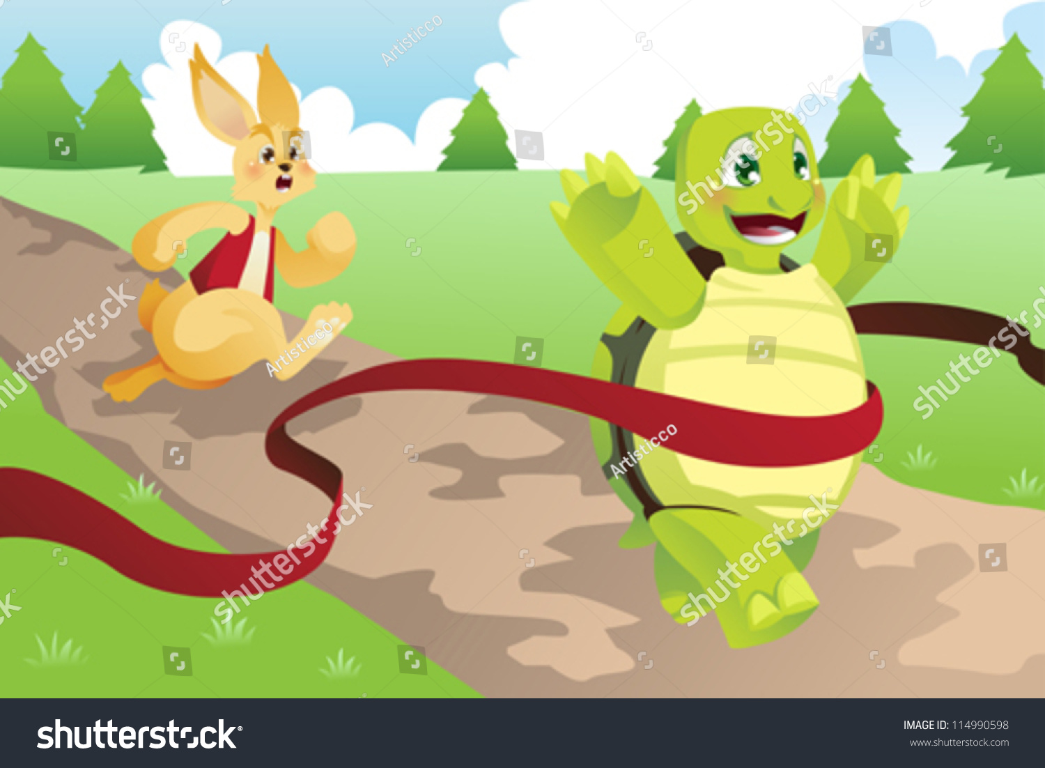 Vector Illustration Tortoise Hare Racing Stock Vector 114990598 ...