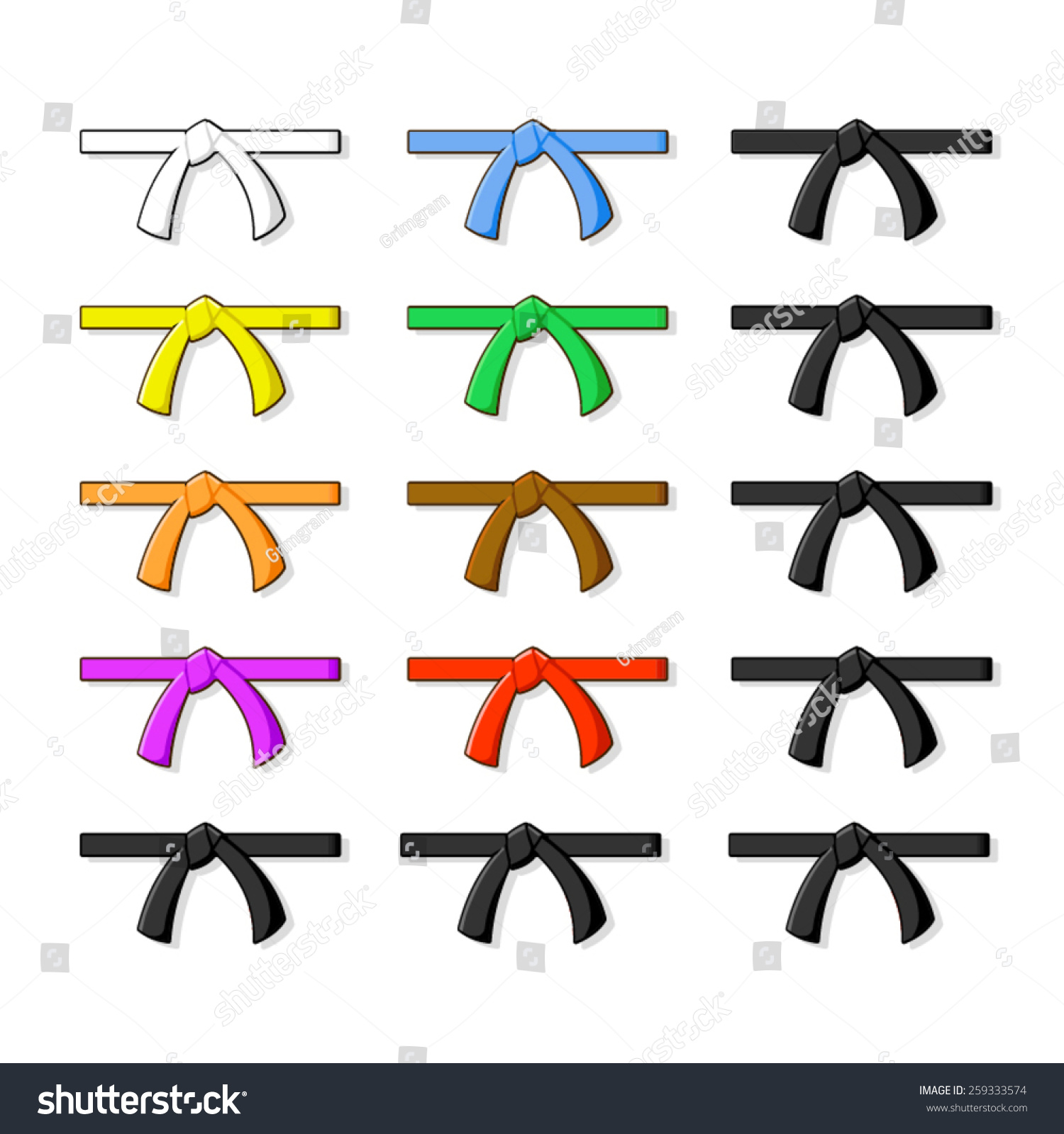 A Vector Illustration Of Traditional Martial Arts Belts For Grading ...