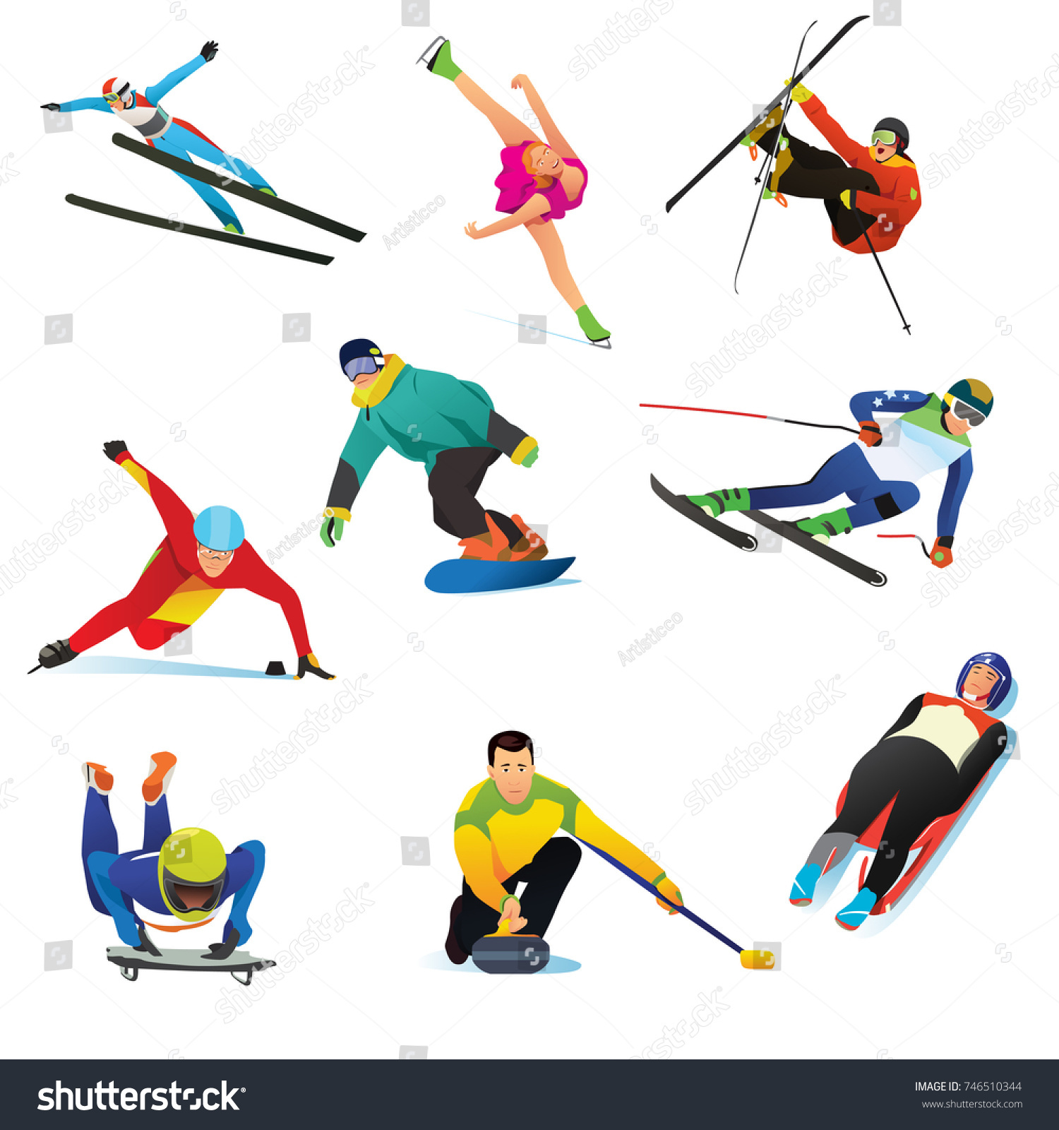 Vector Illustration Winter Sports Cliparts Icons Stock Vector (Royalty ...