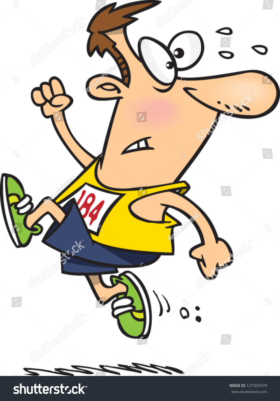 A Vector Illustration Of Worried Cartoon Man Running While Looking ...