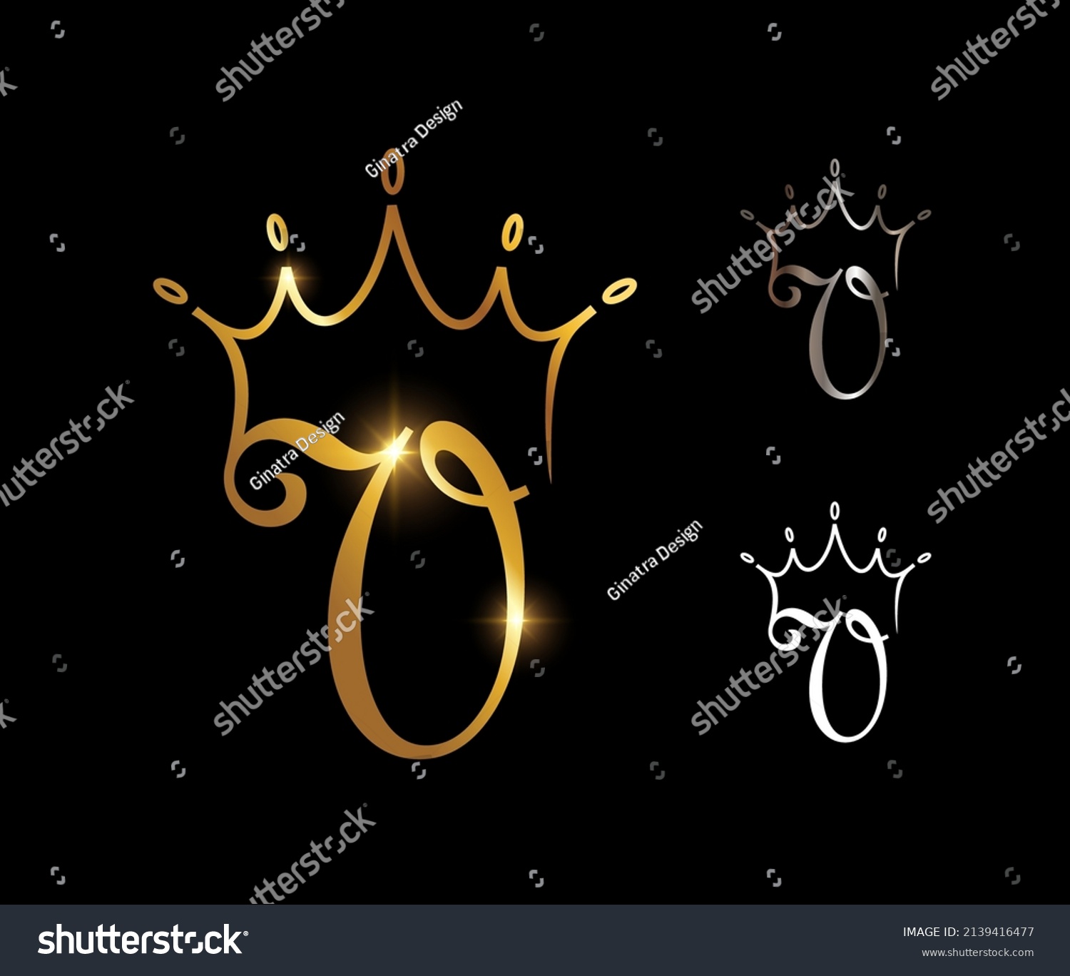 Vector Illustration Set Golden Monogram Crown Stock Vector (Royalty ...