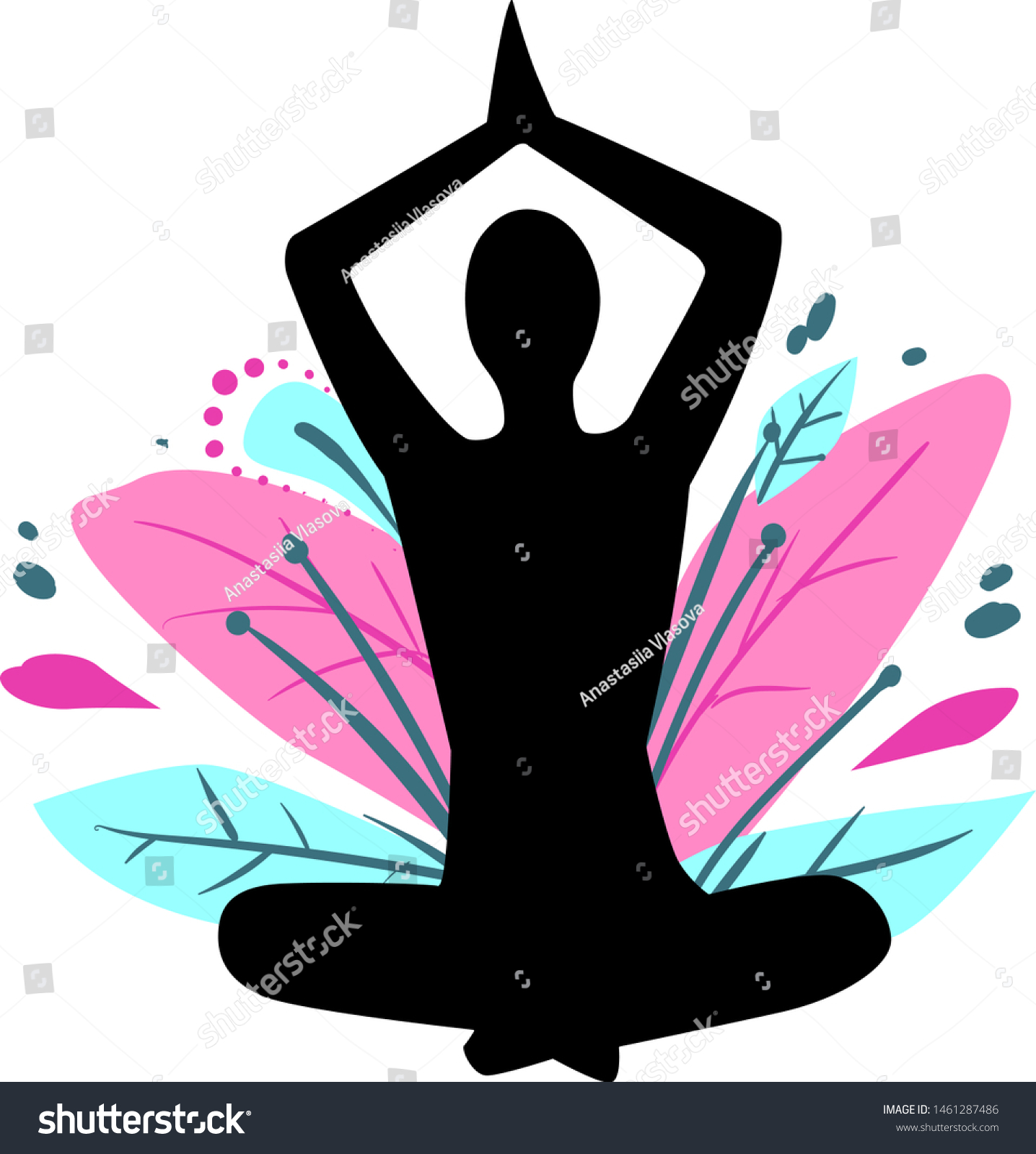 Vector Illustration Silhouette Human Namaste Position Stock Vector