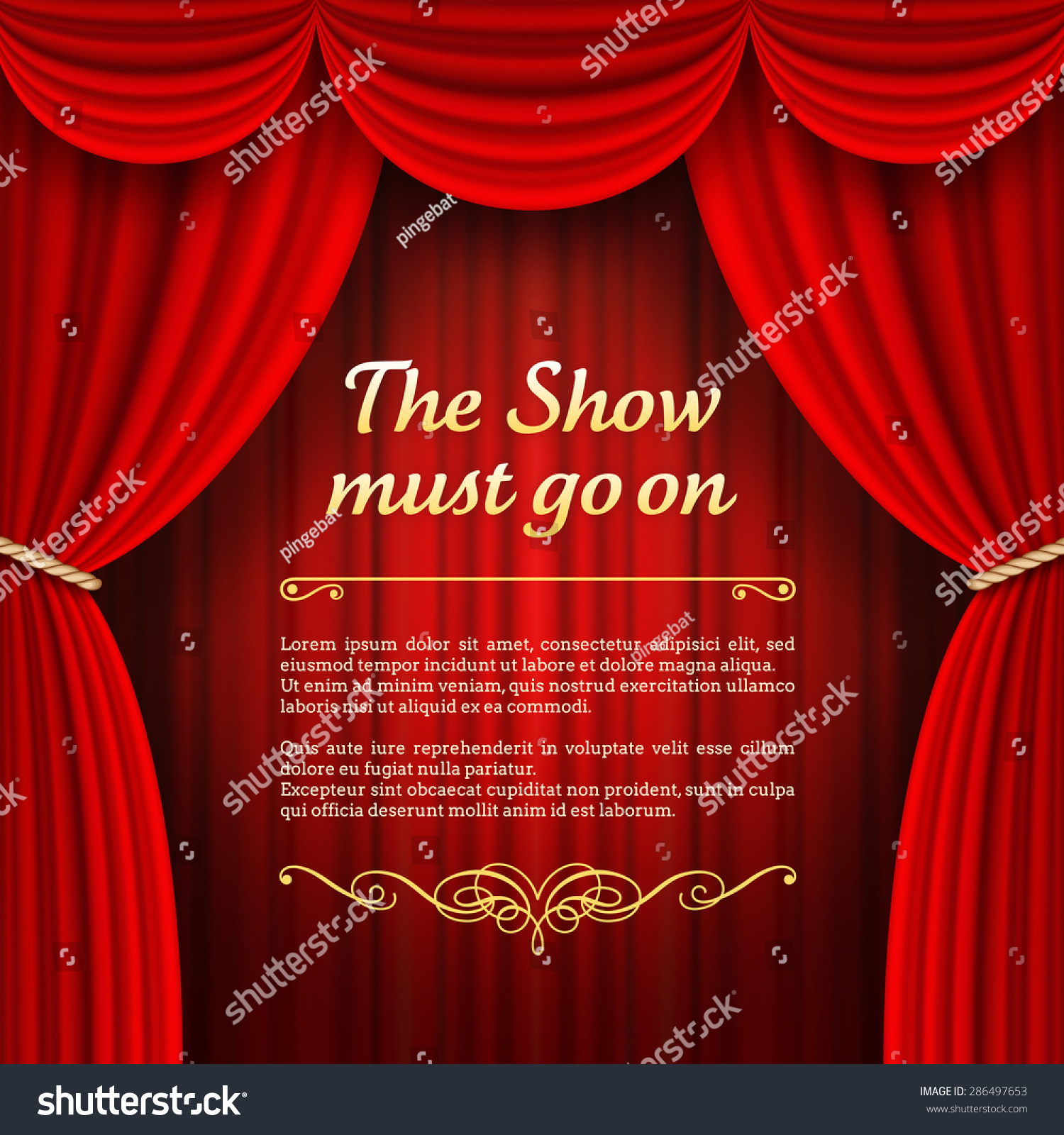 劇場の舞台に赤いフルステージのカーテンが描かれたベクターイラスト のベクター画像素材 ロイヤリティフリー