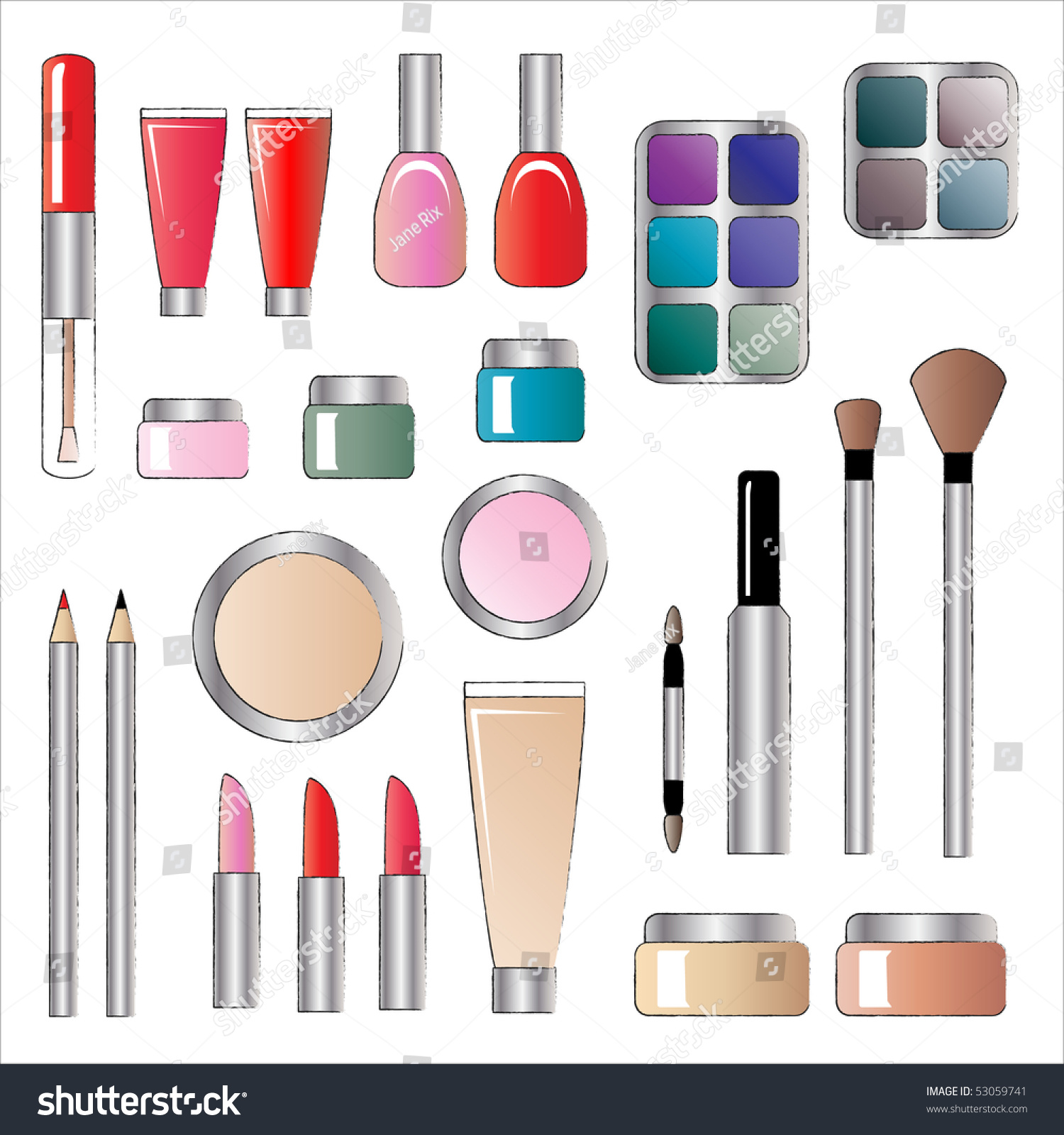 A Vector Illustrations Of Various Cosmetic Products. Sketch Style ...