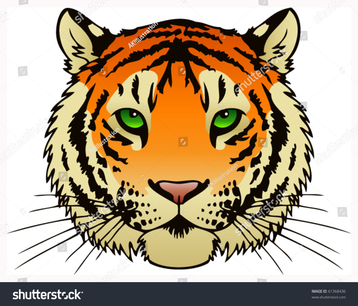 Vector Ink Illustration Tigers Face Stock Vector 61368436 - Shutterstock