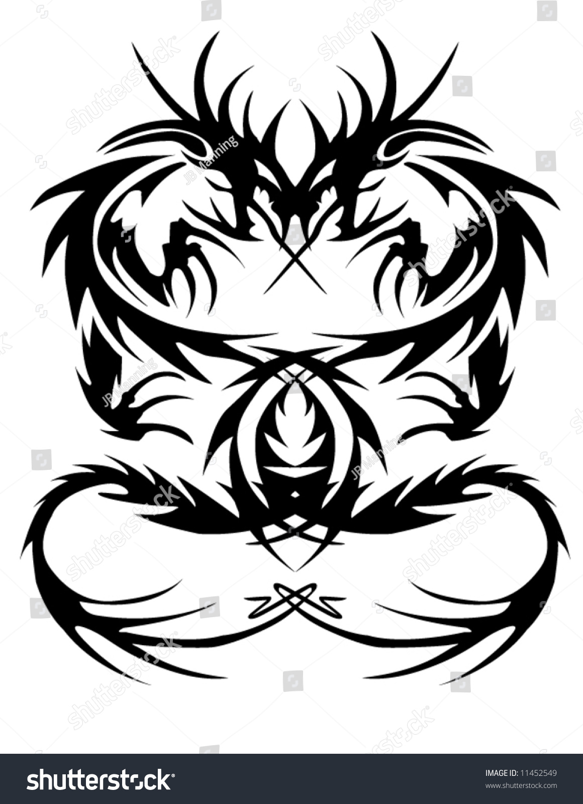 A Vector Of A Tribal Dragon Tattoo - 11452549 : Shutterstock