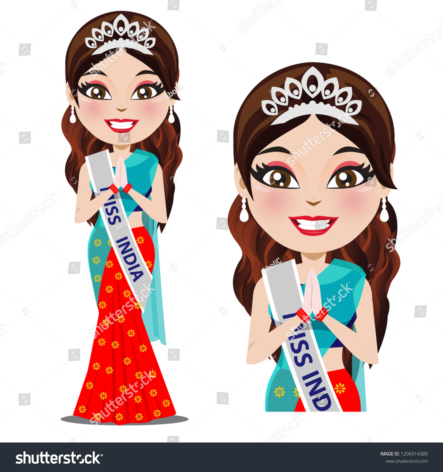 Vector Miss Universe Beauty Pageant Model Vector De Stock Libre De Regalías 1296914389 