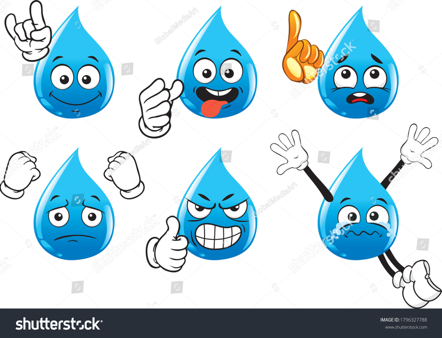 Vector Set Funny Mascots Resembling Water Stock Vector (Royalty Free ...