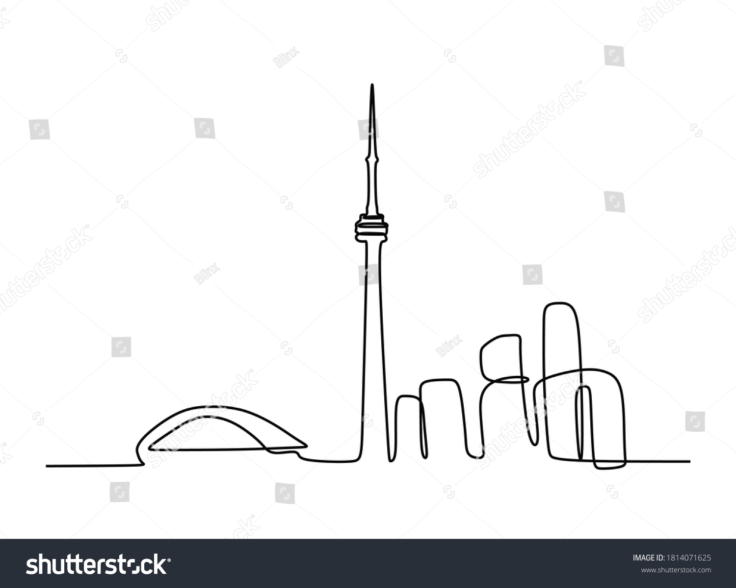 View Skyline Continuous One Line Drawing Stock Vector (Royalty Free ...