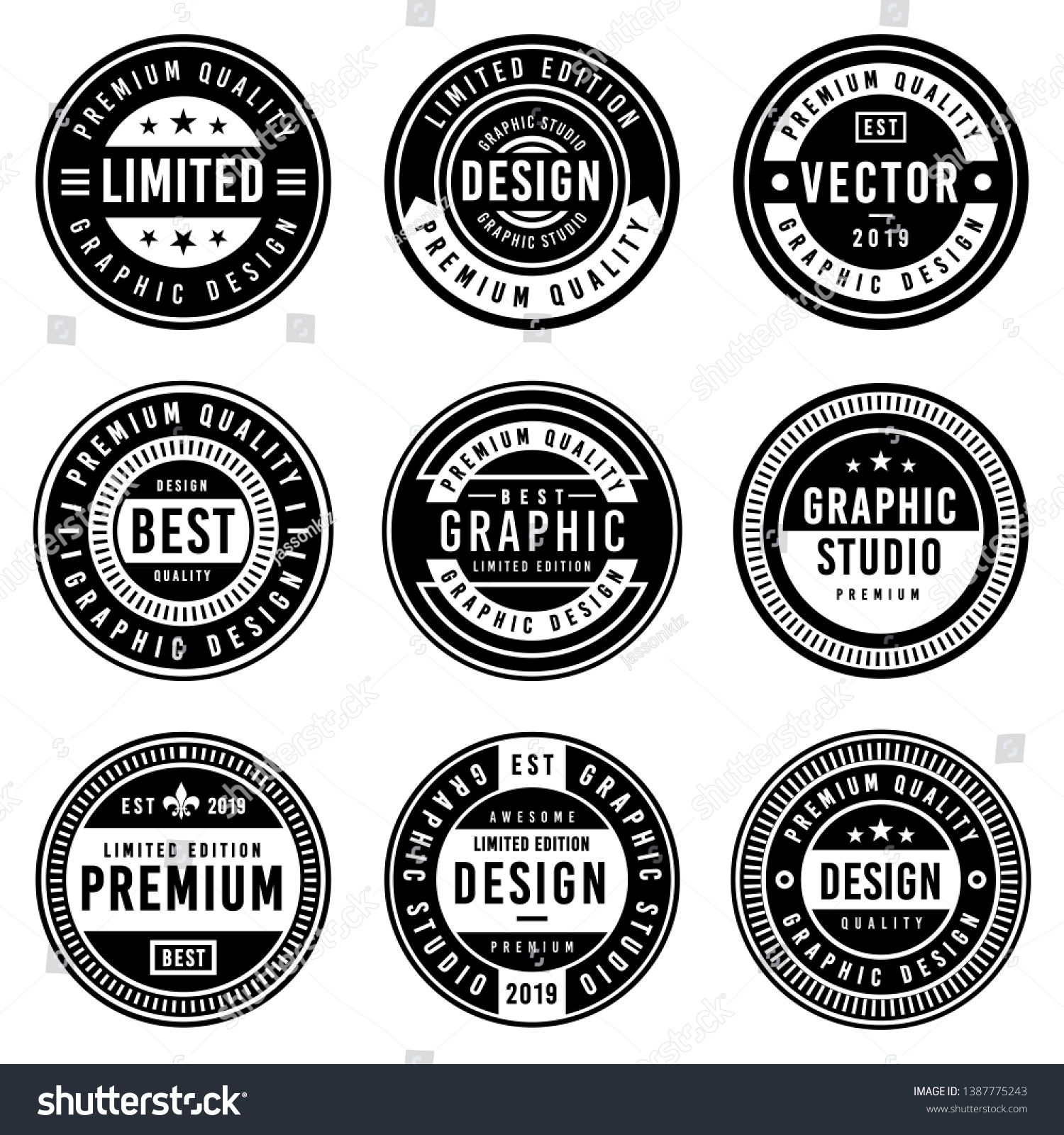 Vintage Badge Design Set Stock Vector (Royalty Free) 1387775243