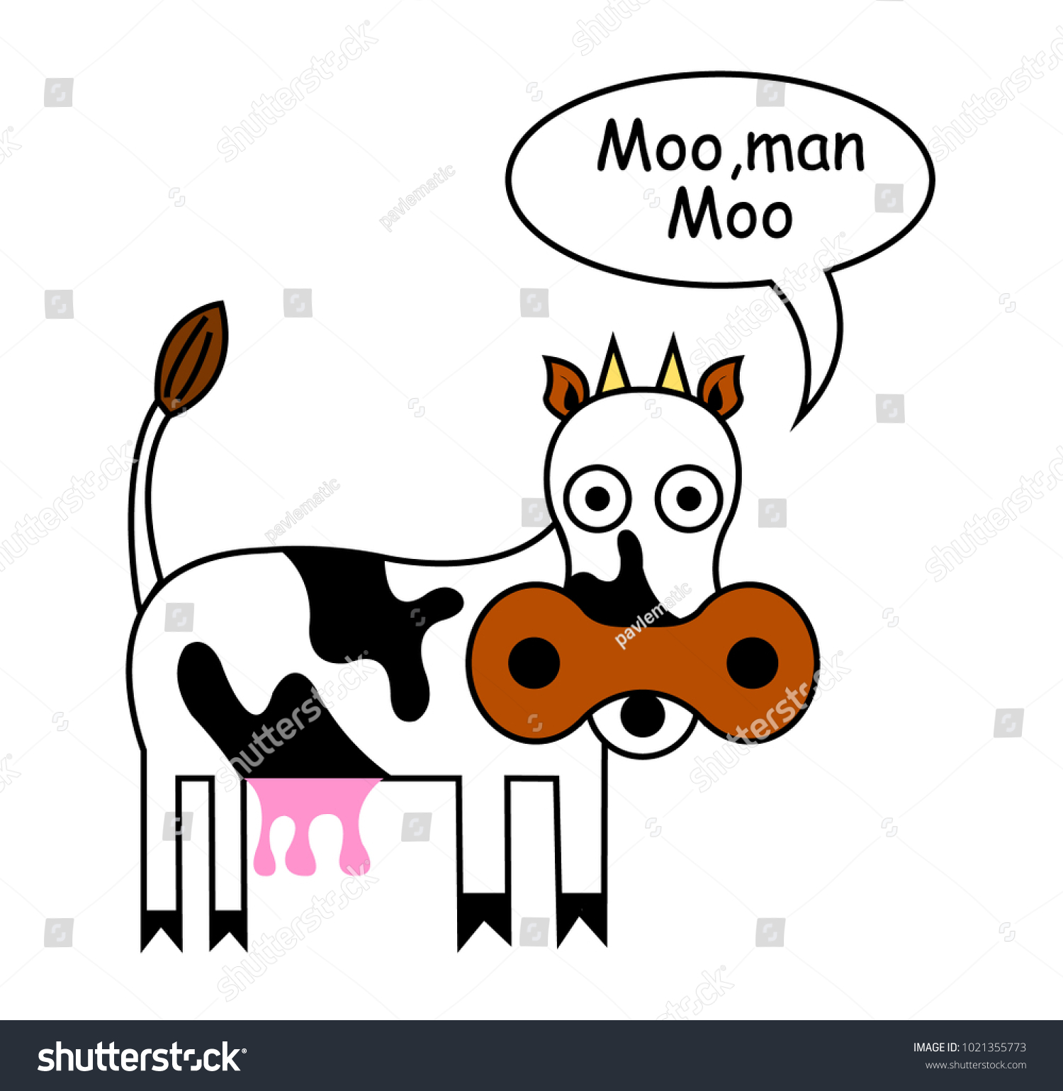 Wacky Cow Cartoon Illustration Stock Vector (Royalty Free) 1021355773