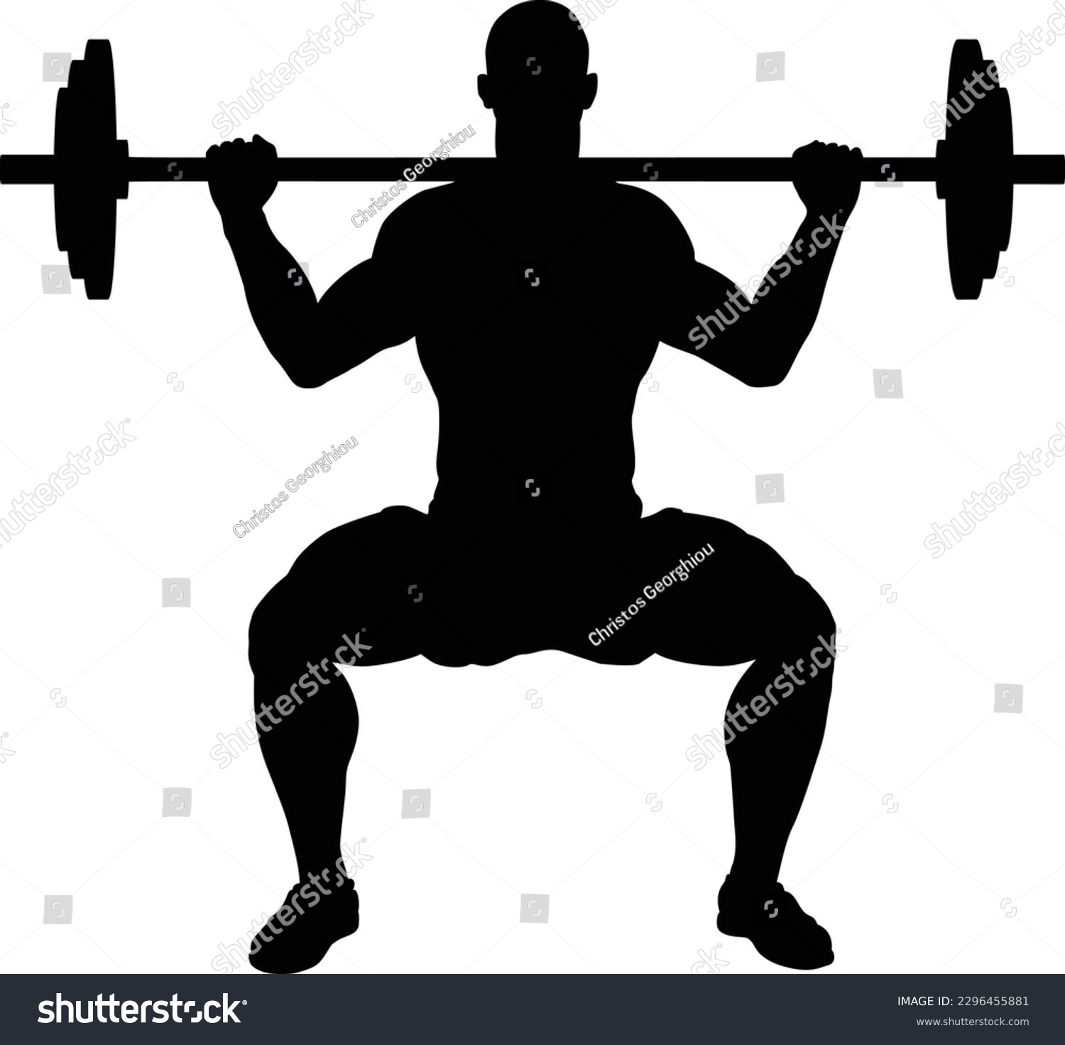 SVG of A weight lifting muscle man or bodybuilder weightlifting weights in silhouette svg