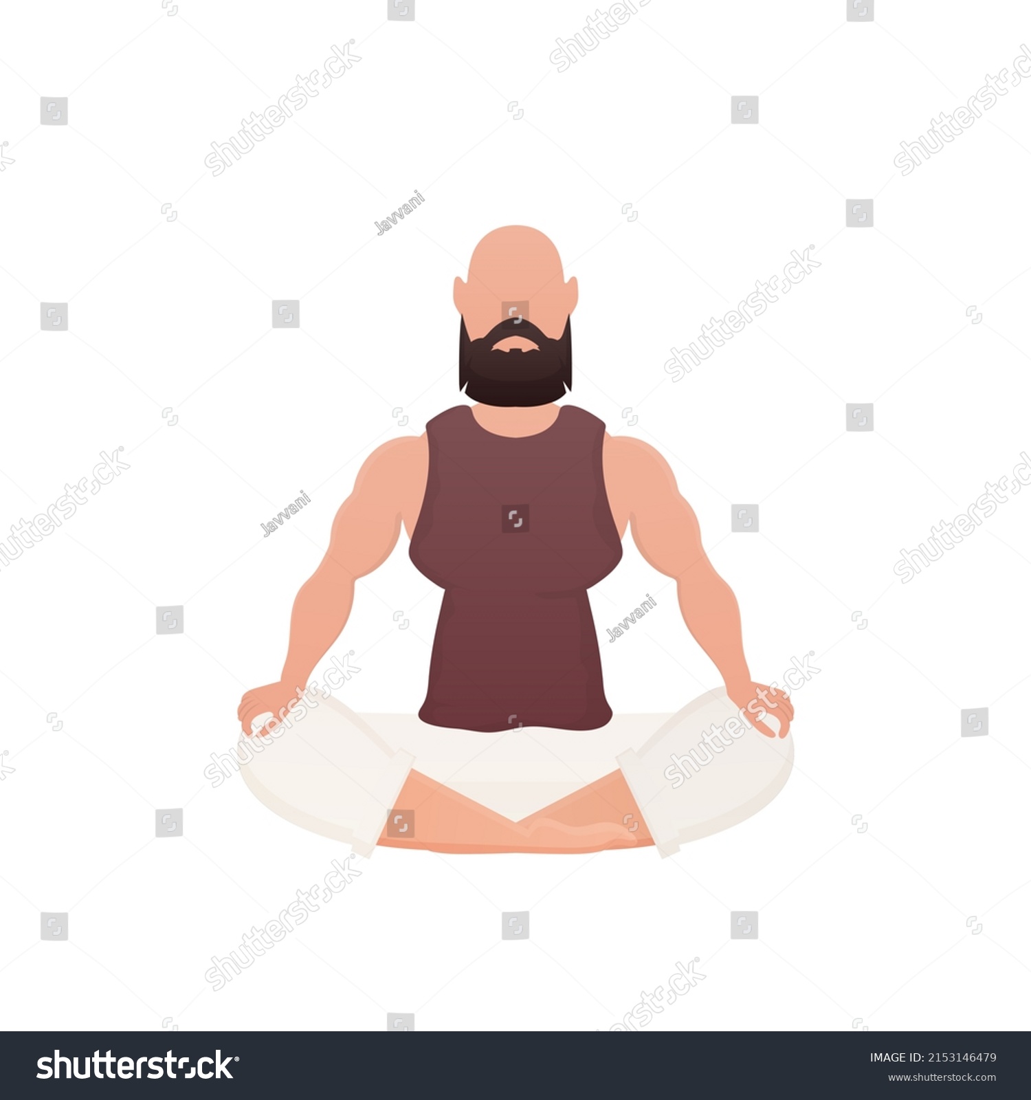 Wellbuilt Man Sits Meditates Isolated Stock Vector (Royalty Free ...