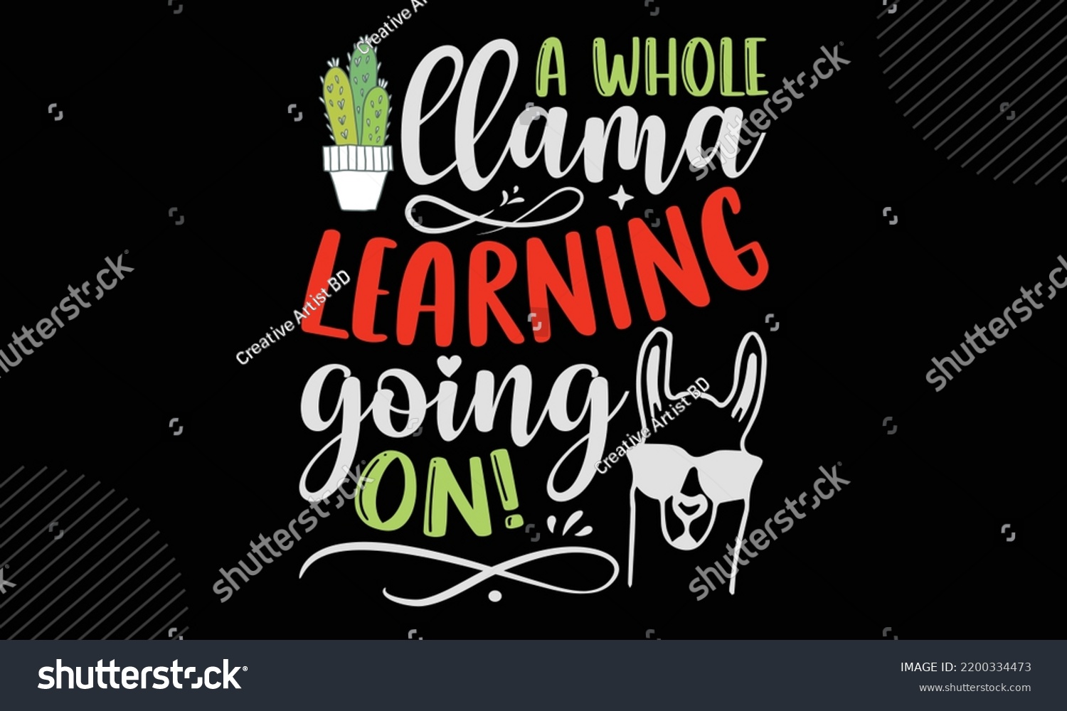 SVG of A Whole Llama Learning Going On! 
- Llama T shirt Design, Modern calligraphy, Cut Files for Cricut Svg, Illustration for prints on bags, posters
 svg