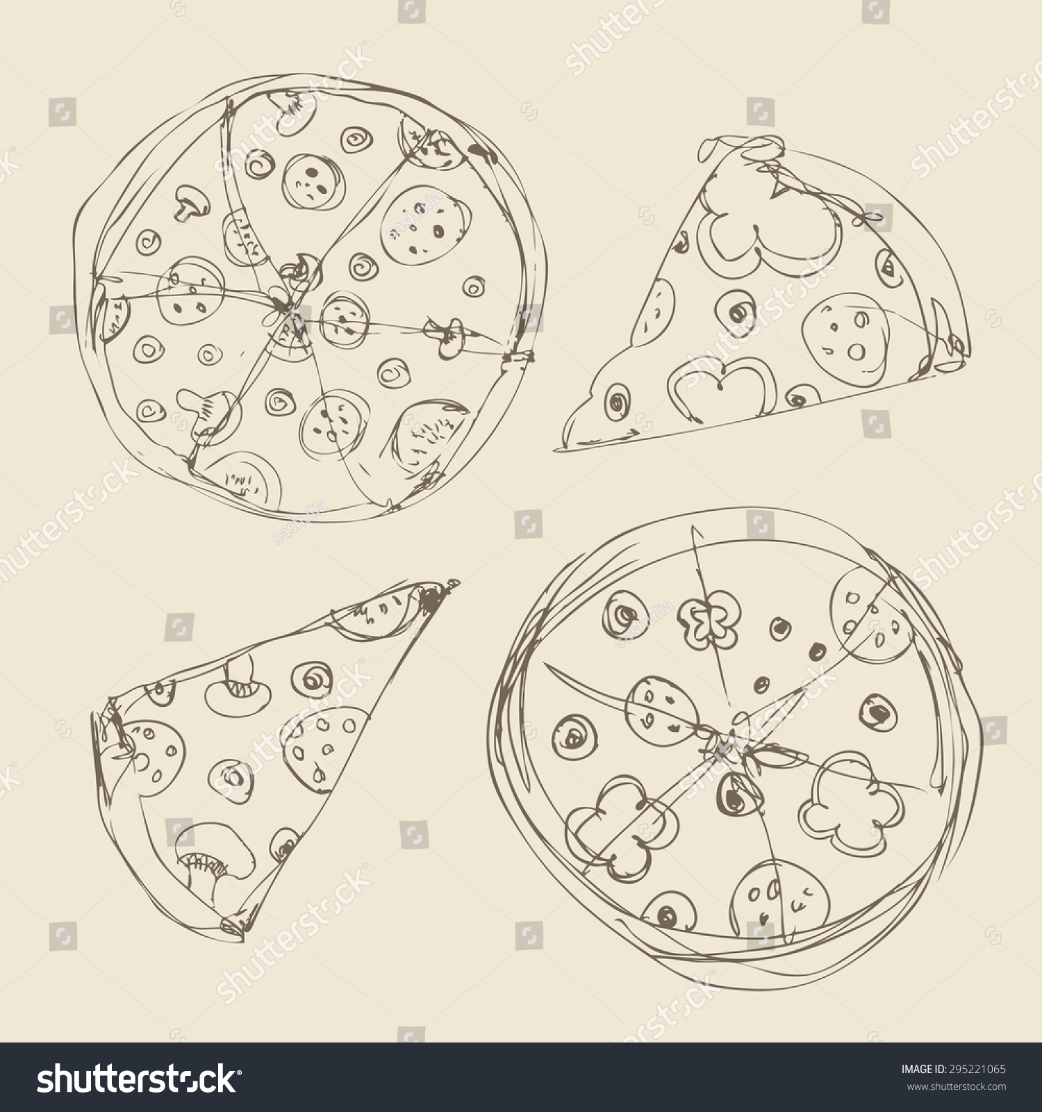 Whole Pizza Slices Pizza Tomatoes Peppers Stock Vector Royalty Free