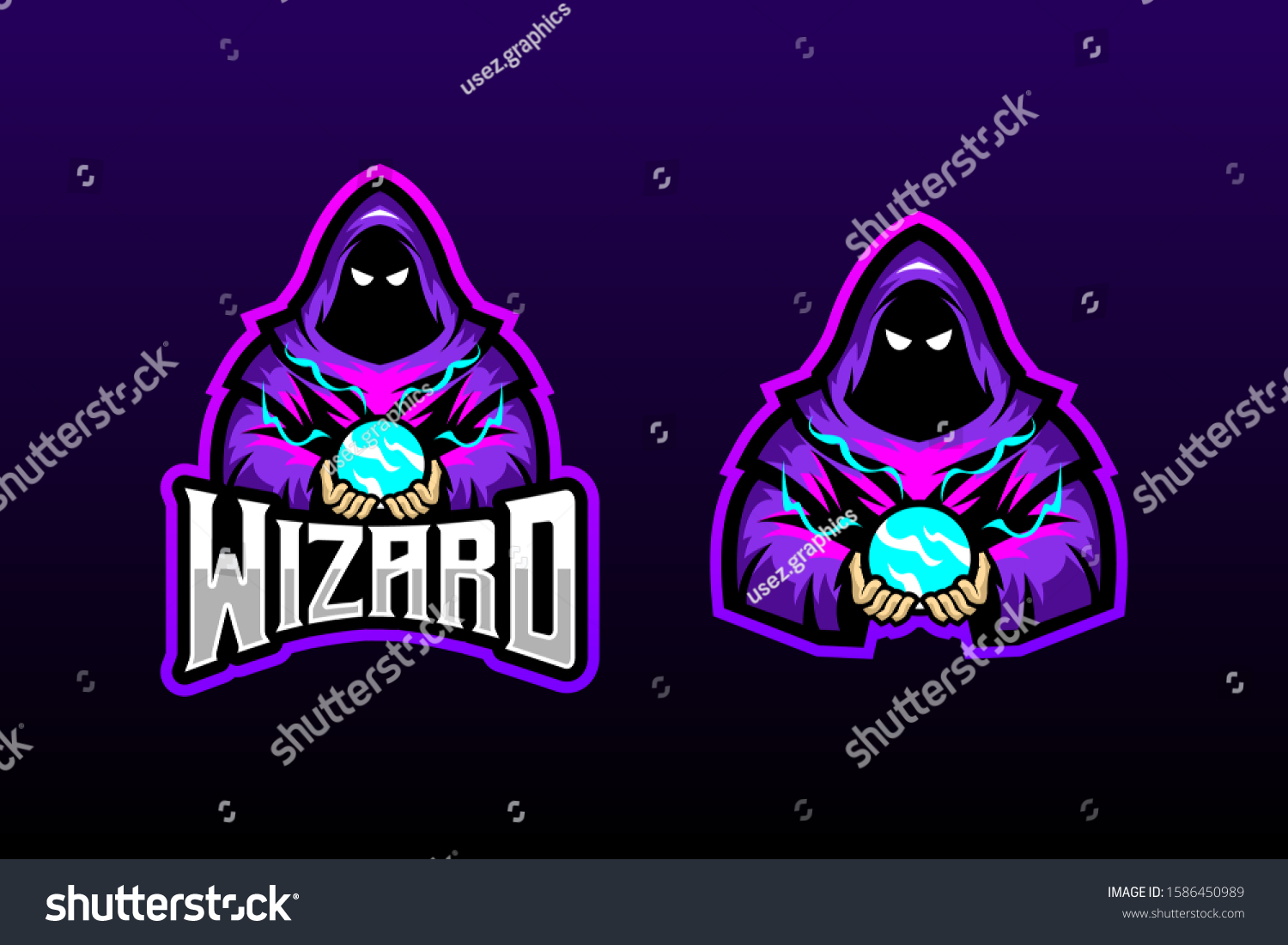 Wizard Wearing Robe Mysterious Face Holding Stock Vector Royalty Free