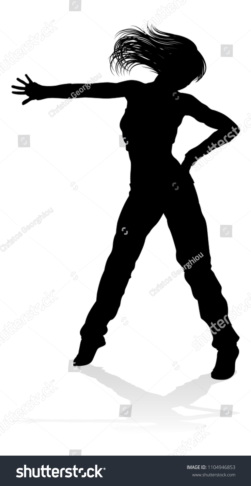 SVG of A woman street dance hip hop dancer in silhouette svg