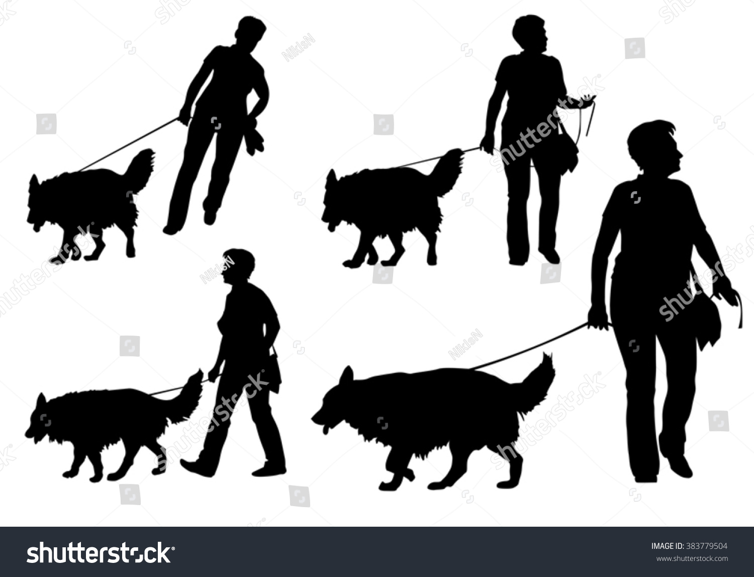 Details about   Playmobil animal WOMAN W/ BLACK HAIR WALKING BLACK & WHITE DOG ON LEASH