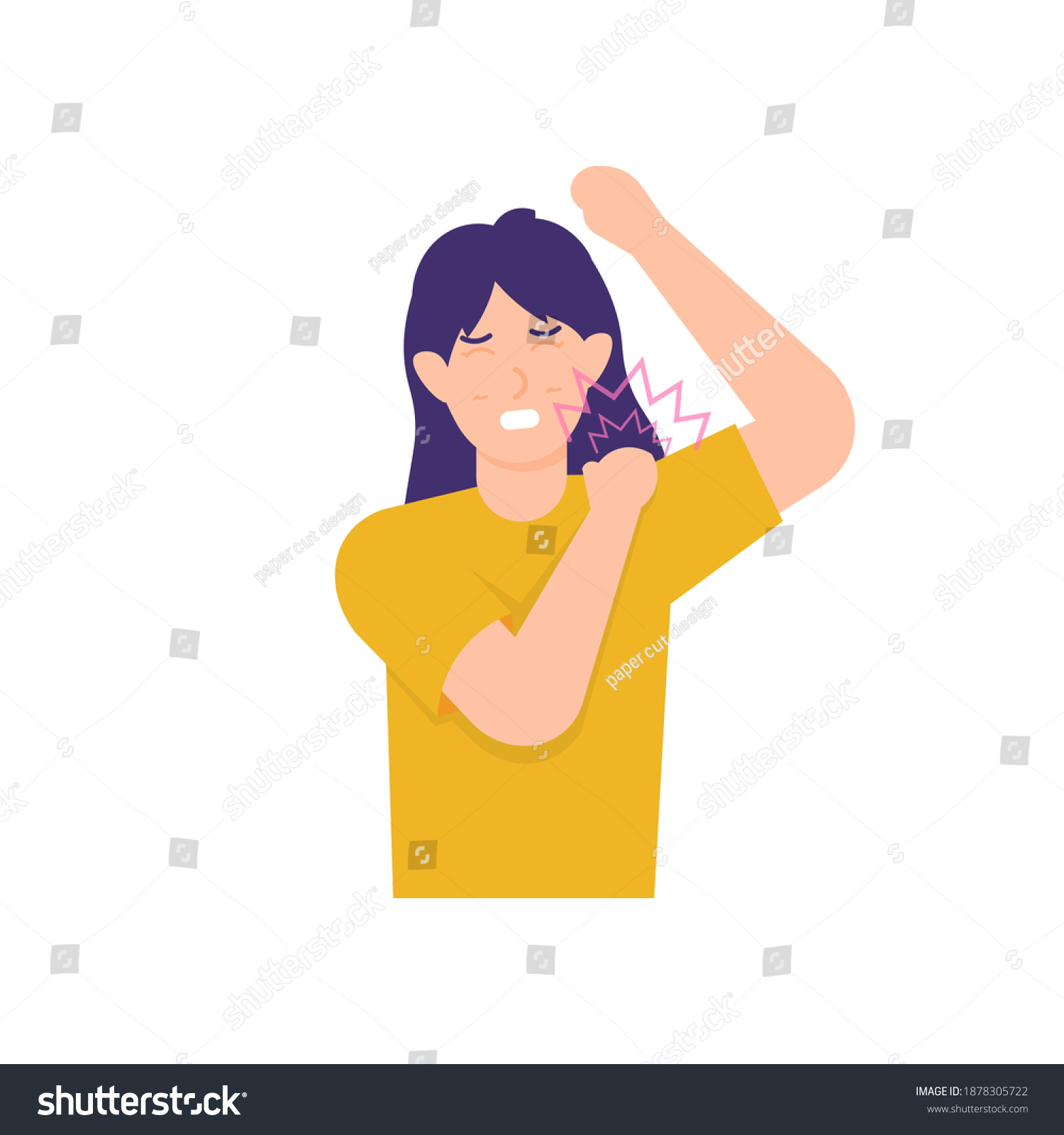 Woman Who Feels Shoulder Pain When Stock Vector (royalty Free) 1878305722