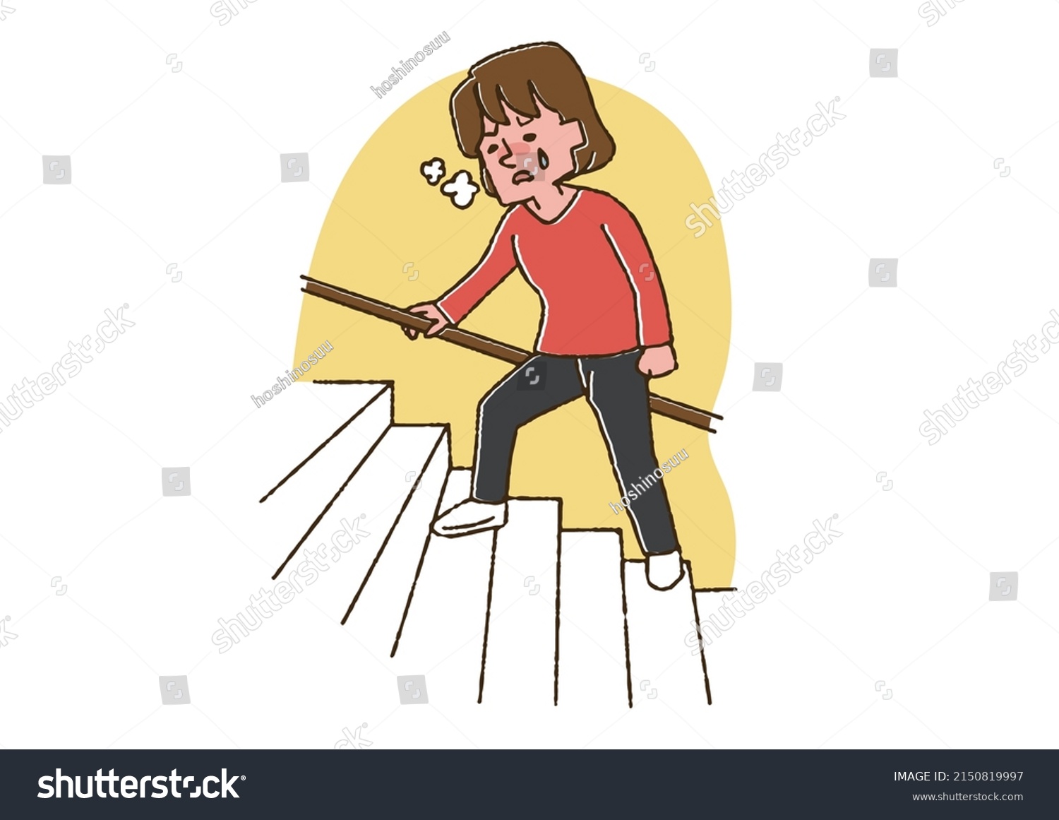 Woman Who Short Breath When Climbing Stock Vector (Royalty Free ...