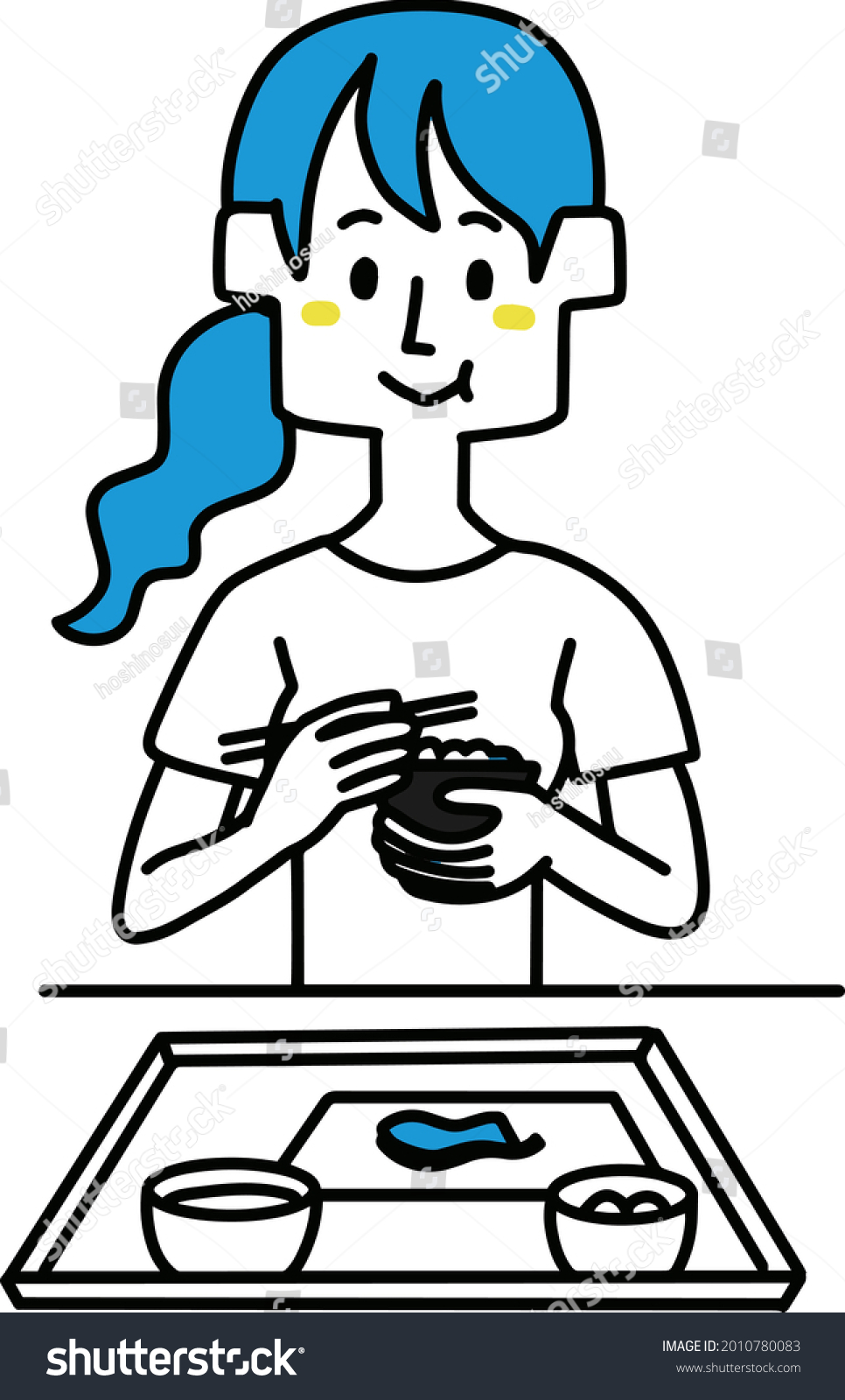 SVG of A woman who often chews and eats a well-balanced diet svg