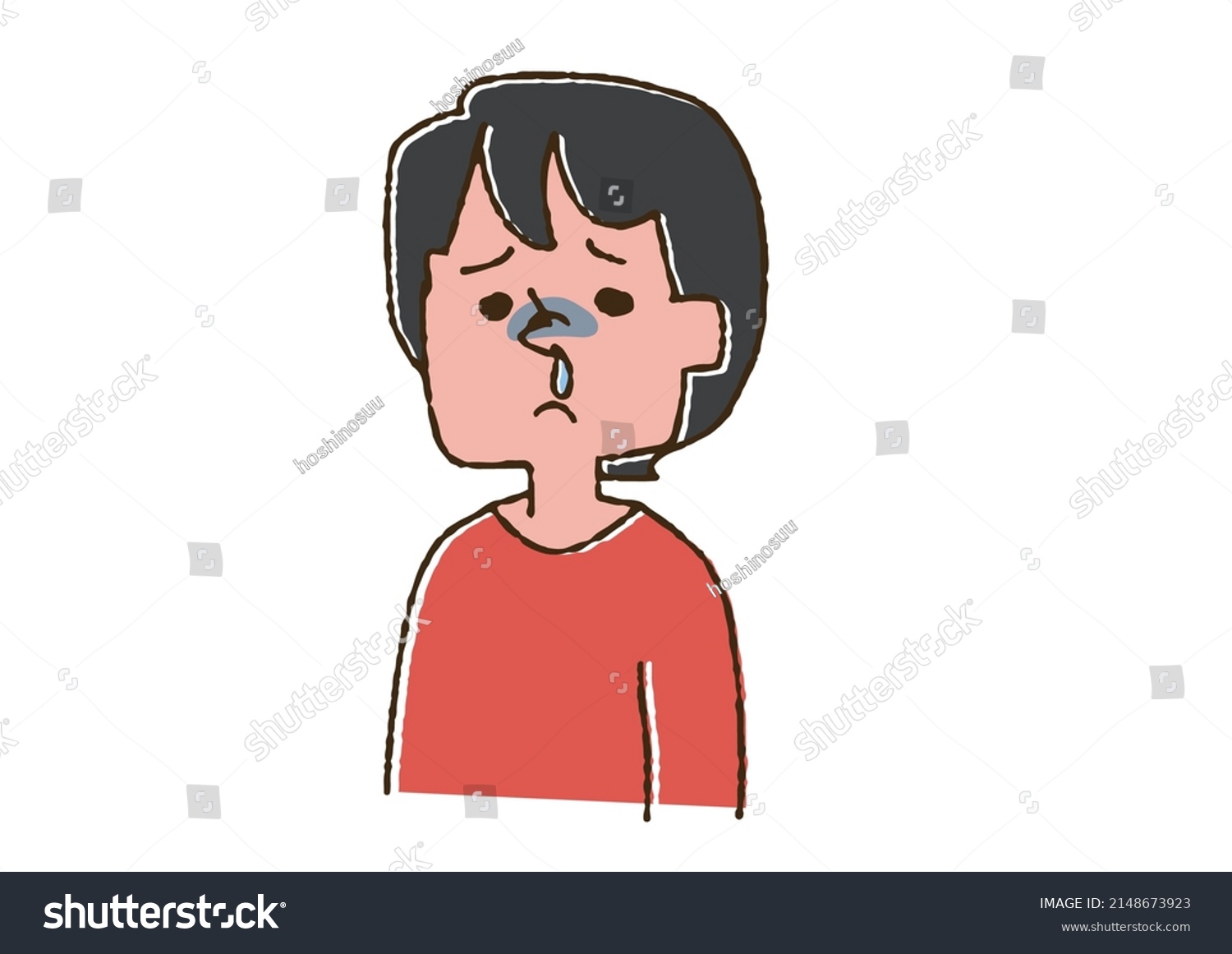 Woman Runny Nose Comical Handwritten Person Stock Vector (Royalty Free ...