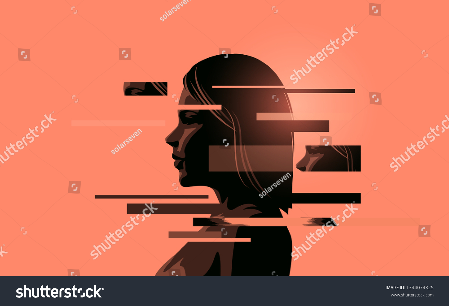 SVG of A women coping with stress, mental health. Mindfulness concept vector illustration. svg