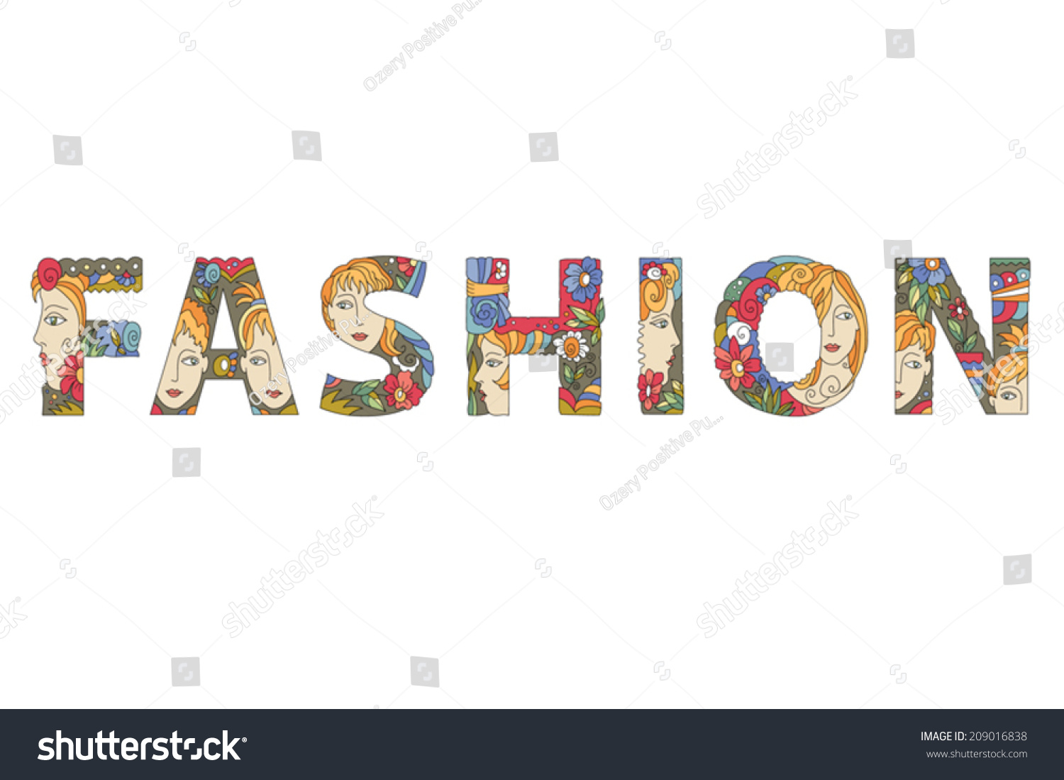 Word Fashion Made Decorative Initial Capital Stock Vector 209016838 ...