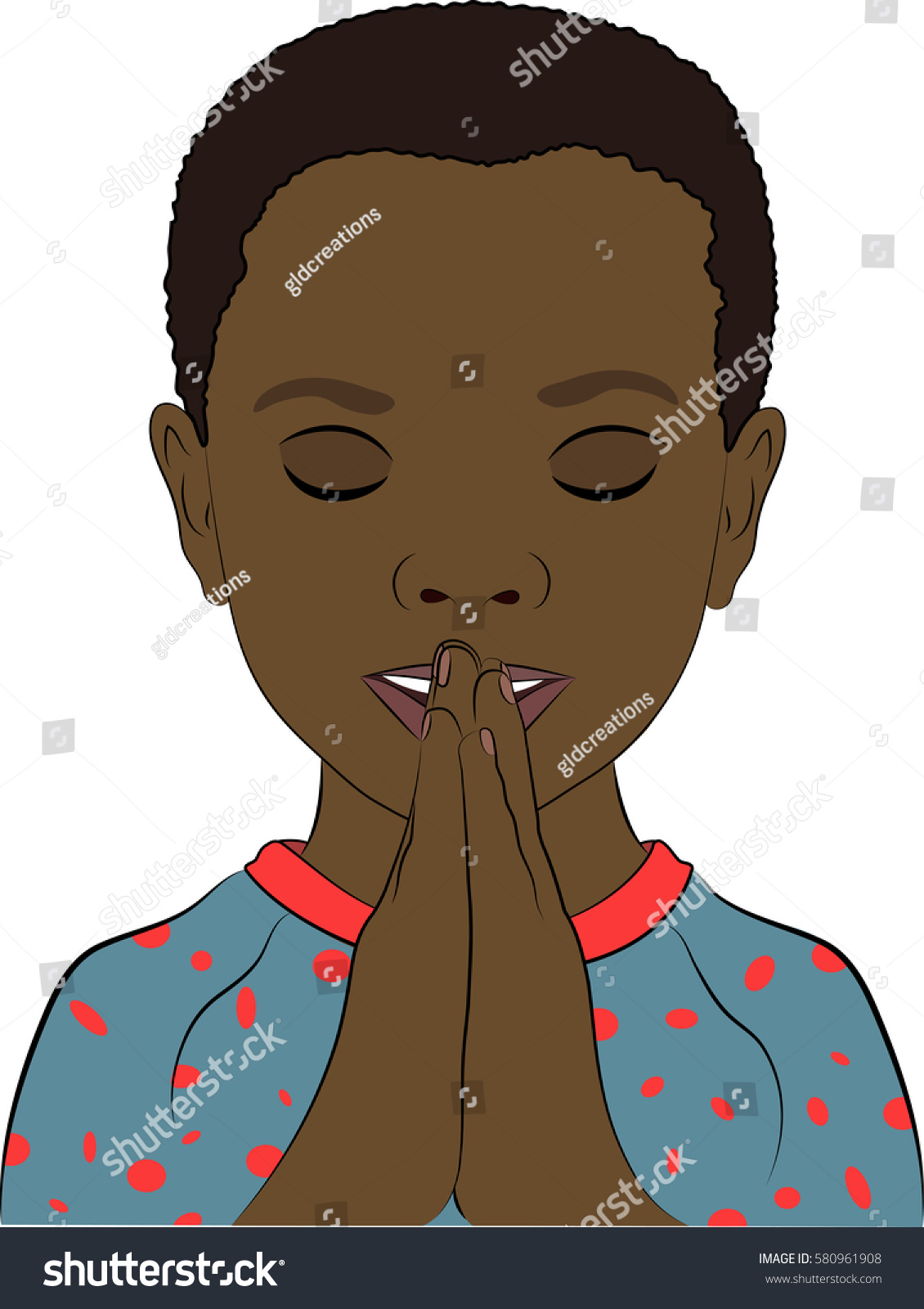 Young African Boy His Hands Together Stock Vector (Royalty Free) 580961908